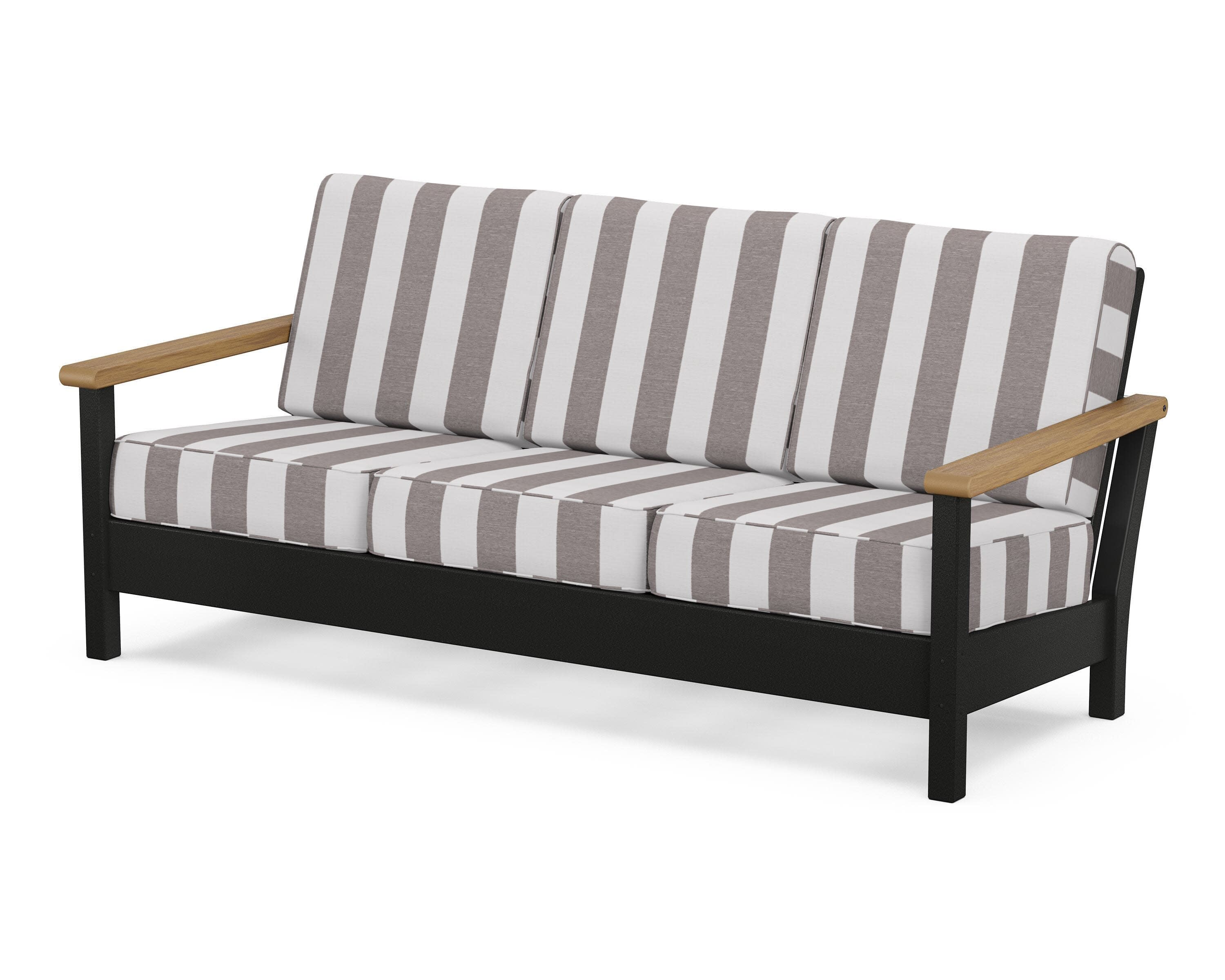 Harbour Deep Seating Sofa in Black / Natural / Cabana Stripe Grey Mist