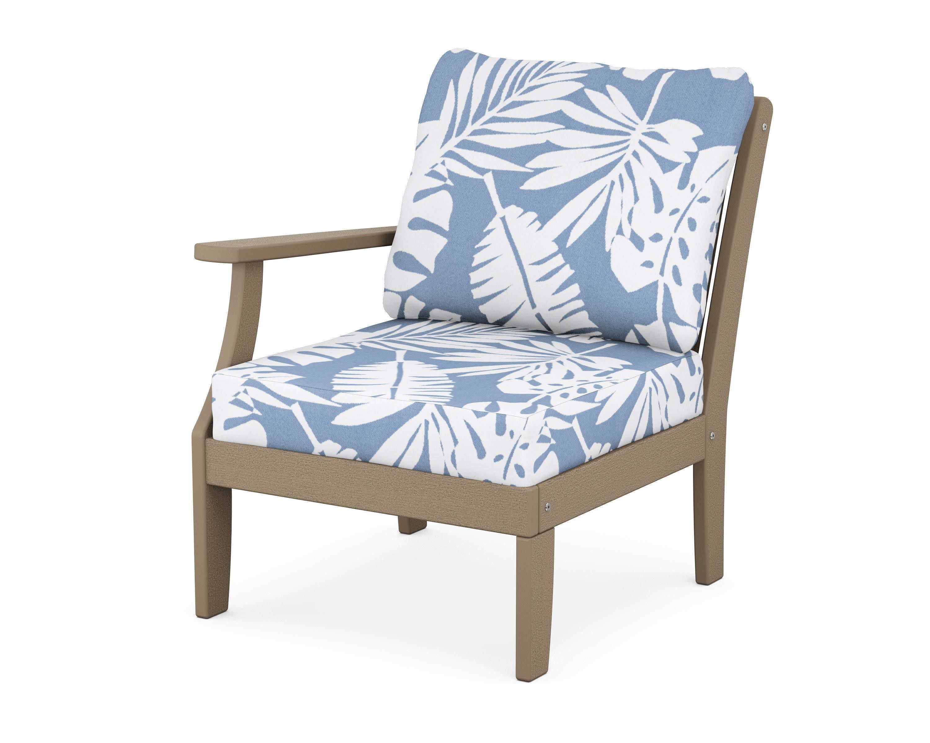 Braxton Modular Left Arm Chair in Vintage Sahara / Leaf Sky Blue