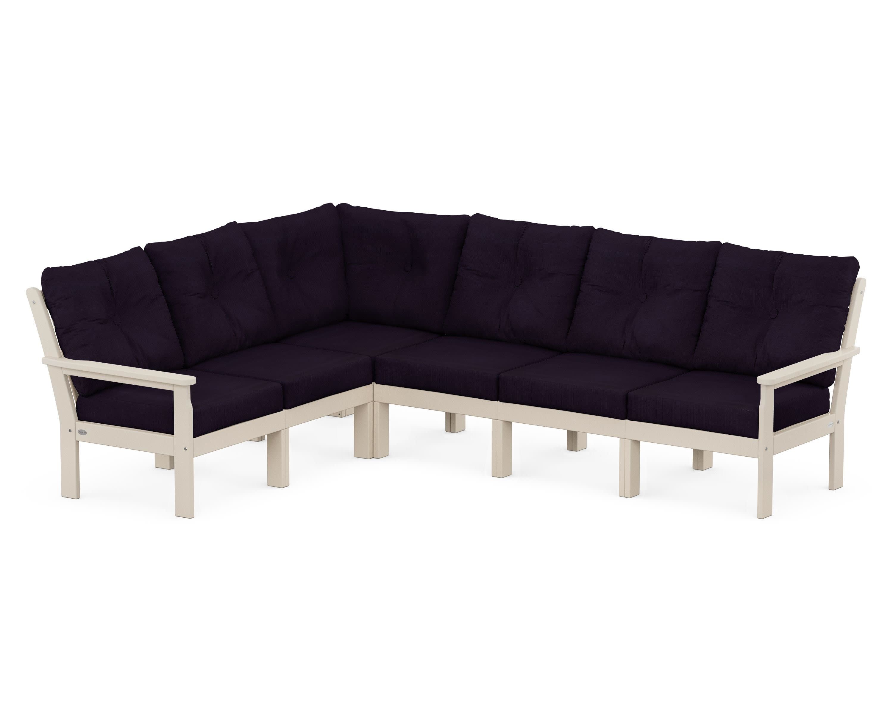Vineyard 6-Piece Sectional in Sand / Navy Linen