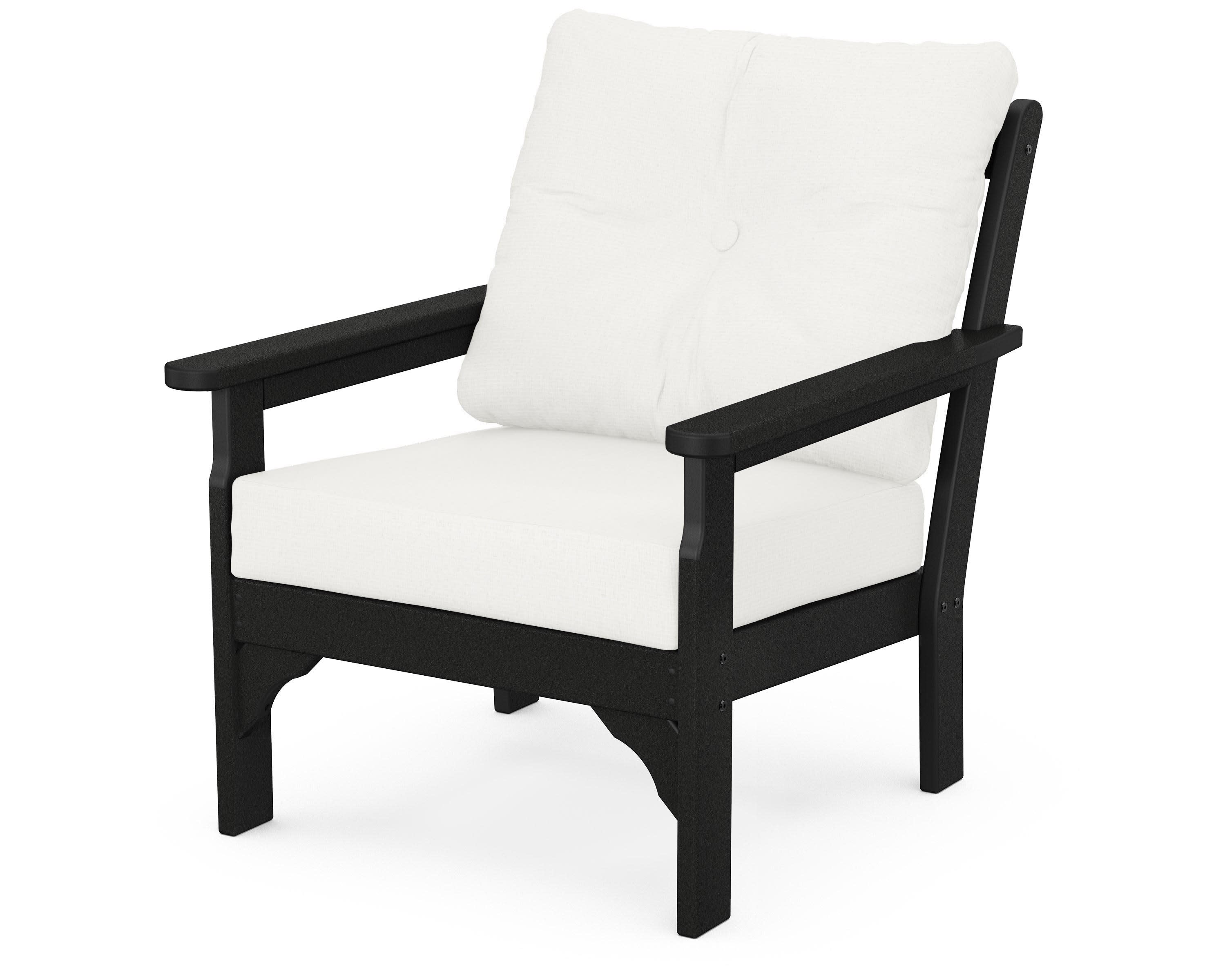 Vineyard Deep Seating Chair in Black / Natural Linen