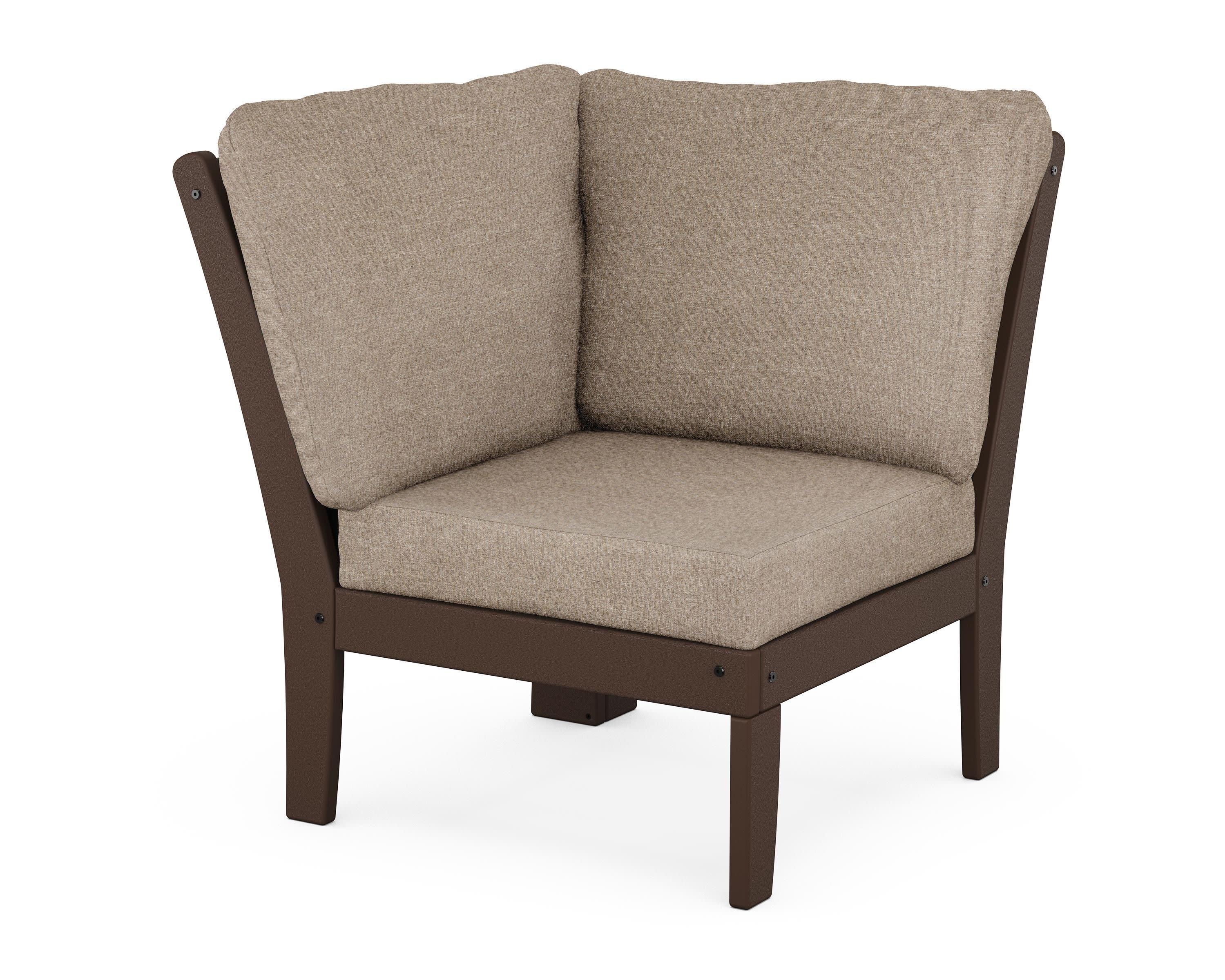 Braxton Modular Corner Chair in Mahogany / Spiced Burlap