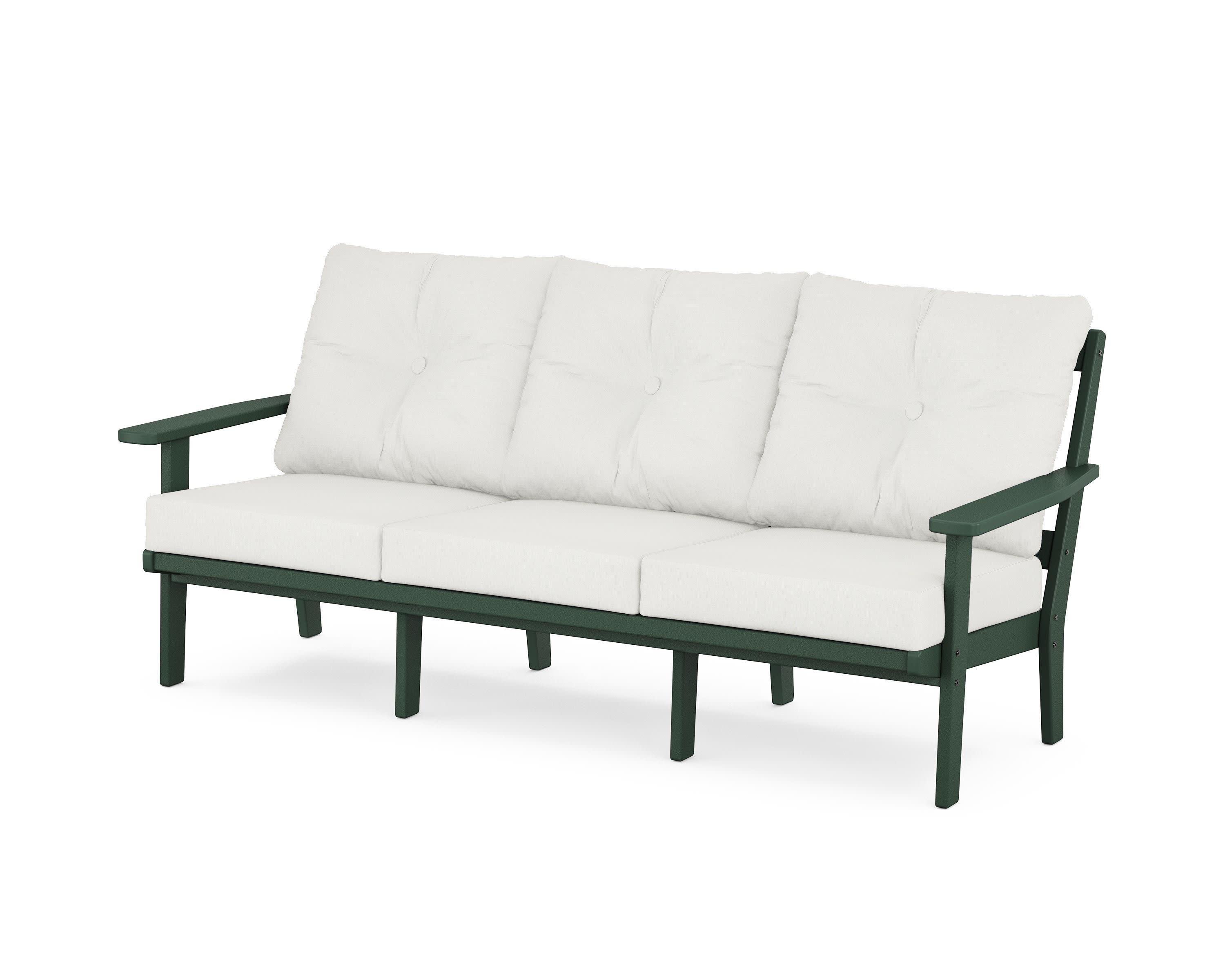 Oxford Deep Seating Sofa in Green / Natural Linen
