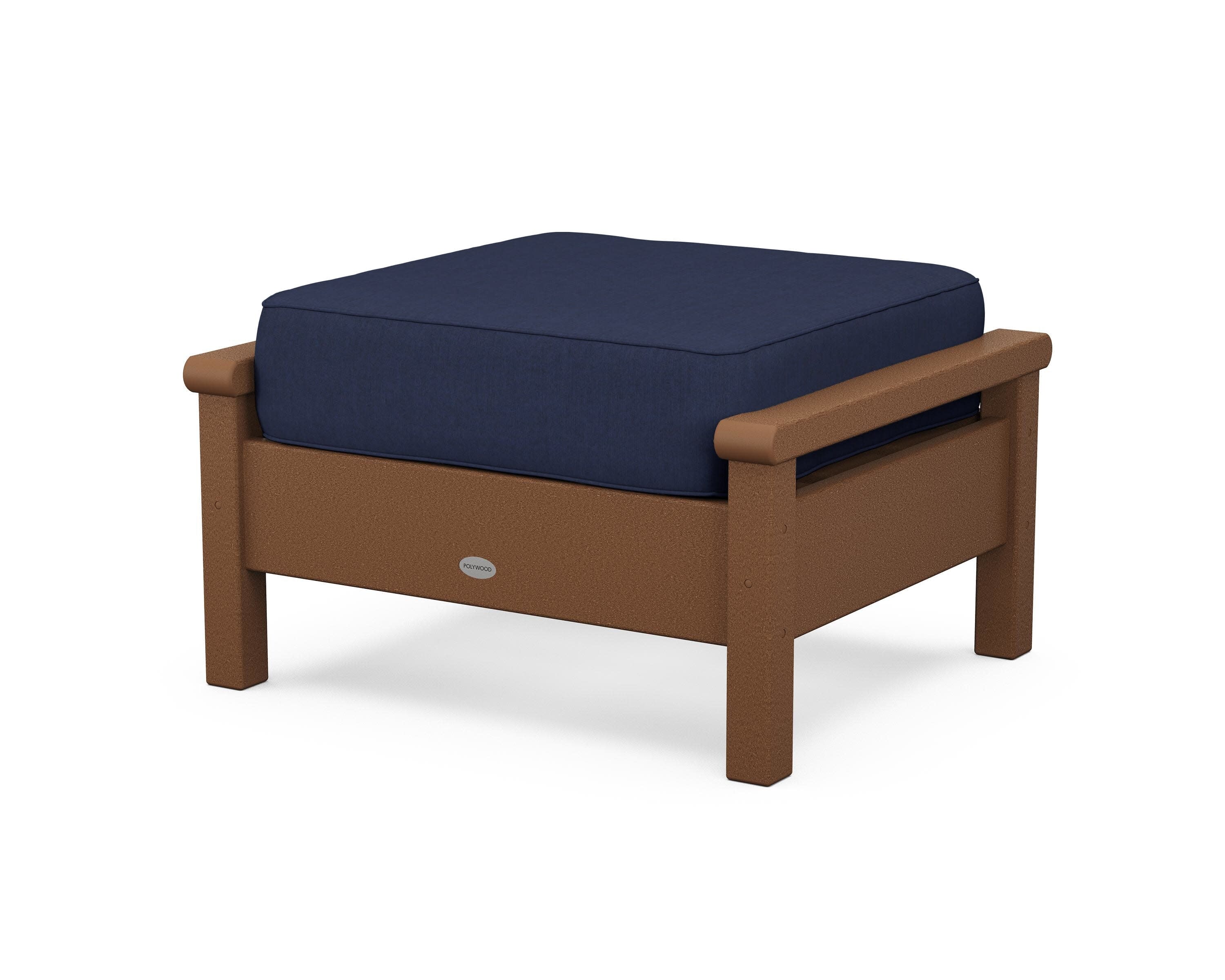 Harbour Deep Seating Ottoman in Teak / Spectrum Indigo
