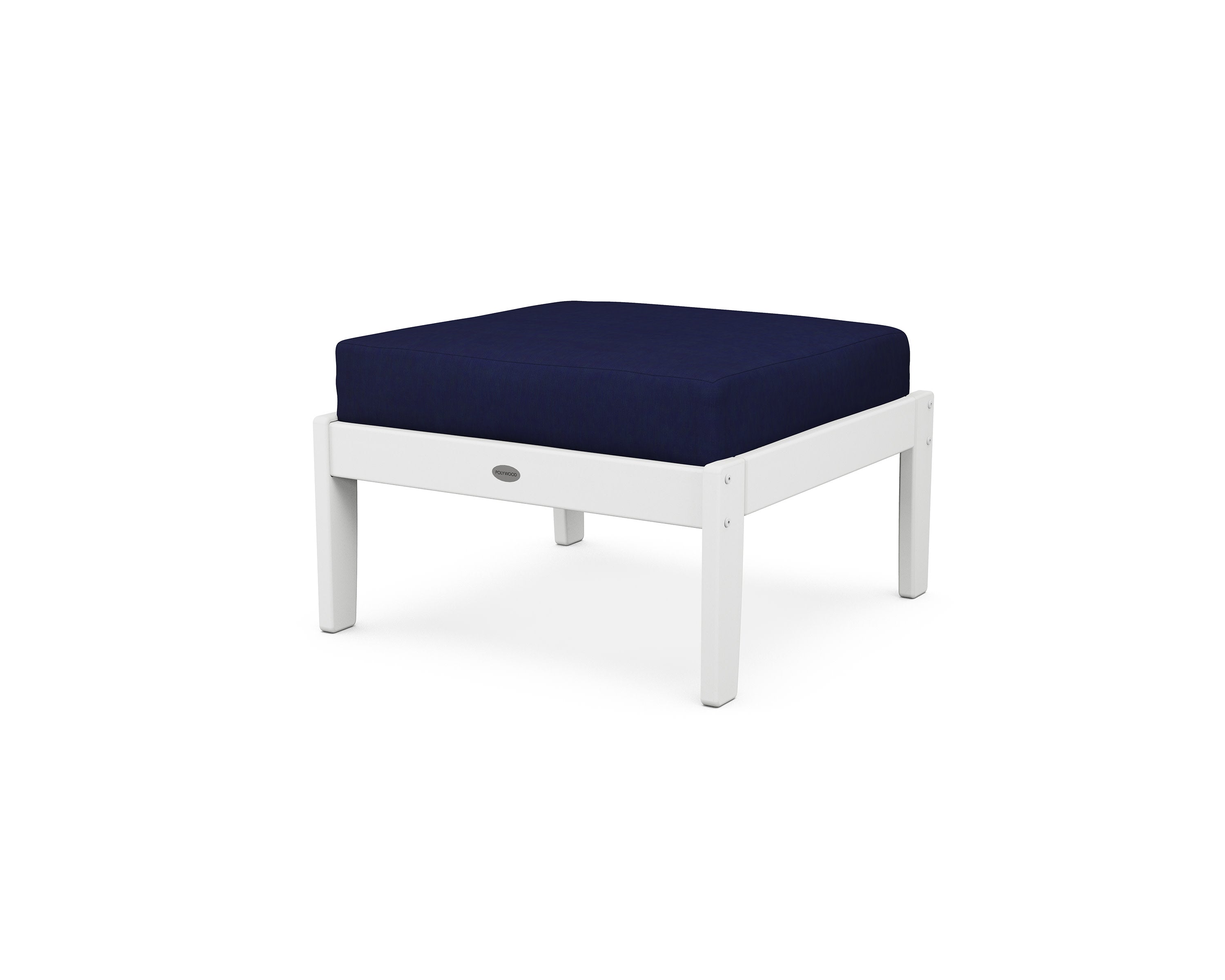 Braxton Deep Seating Ottoman in White / Navy