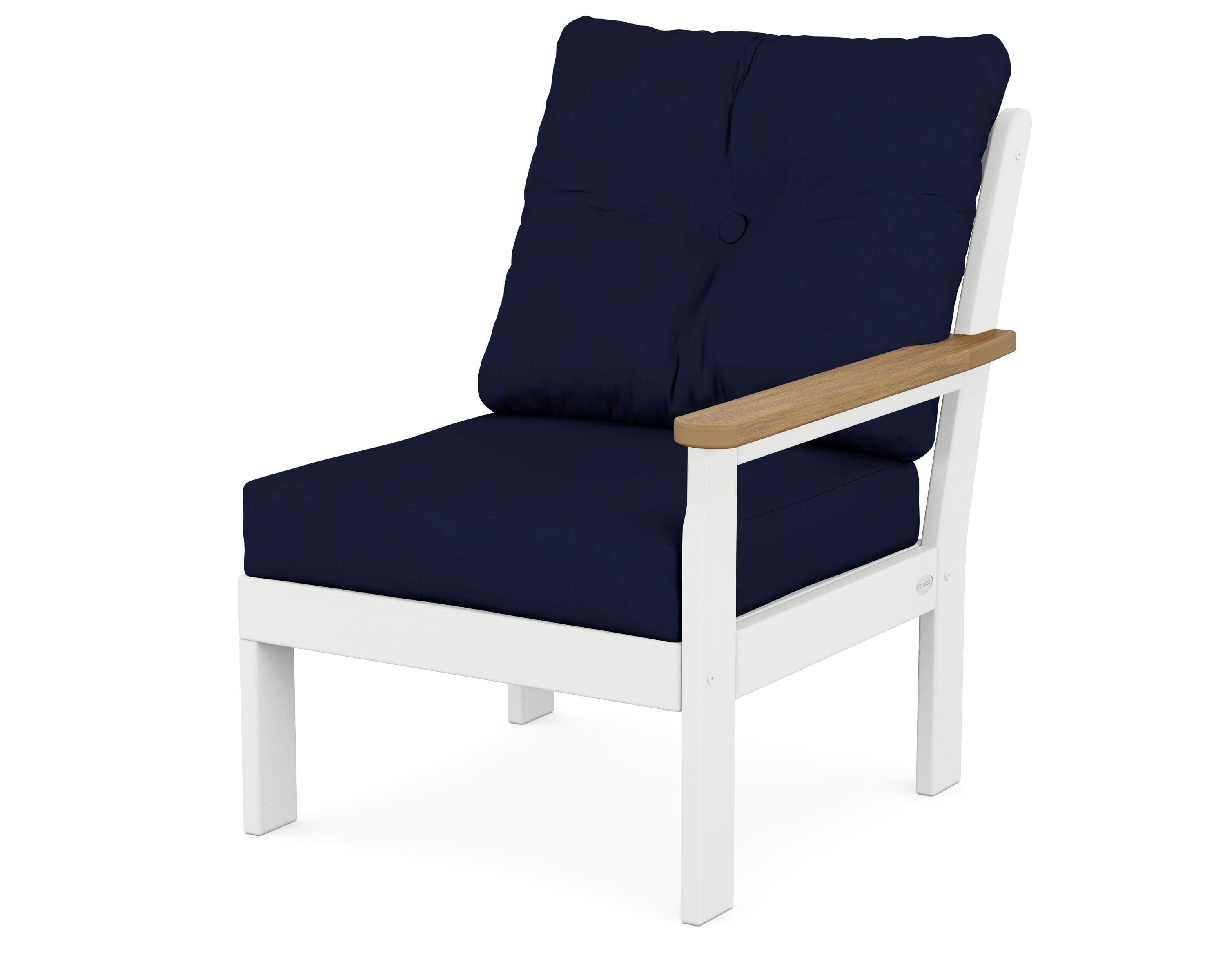 Vineyard Modular Right Arm Chair in White / Natural / Navy
