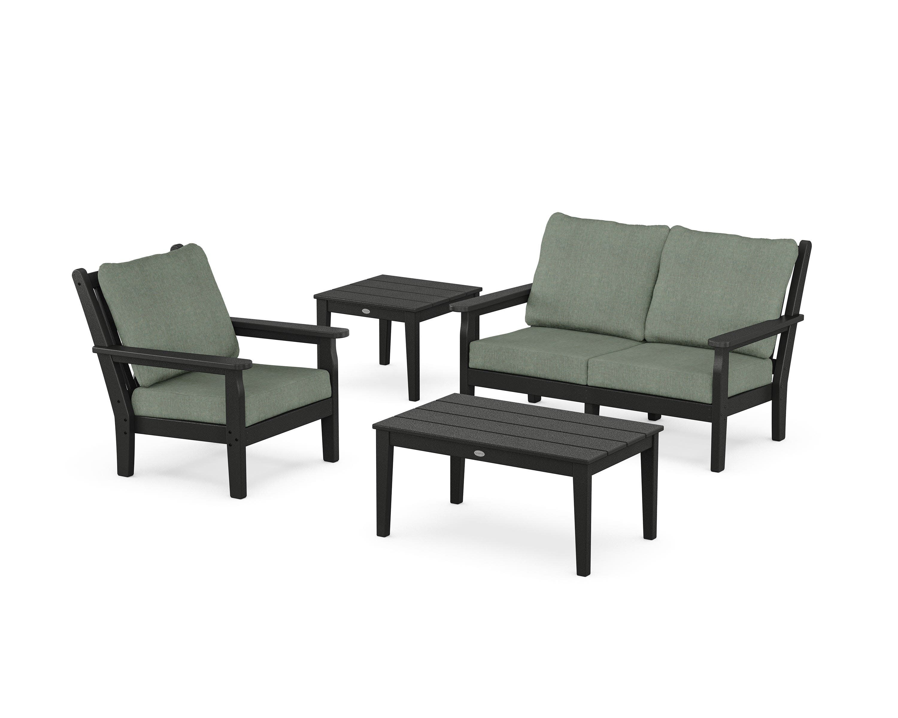 Chippendale 4-Piece Deep Seating Set in Black / Cast Sage
