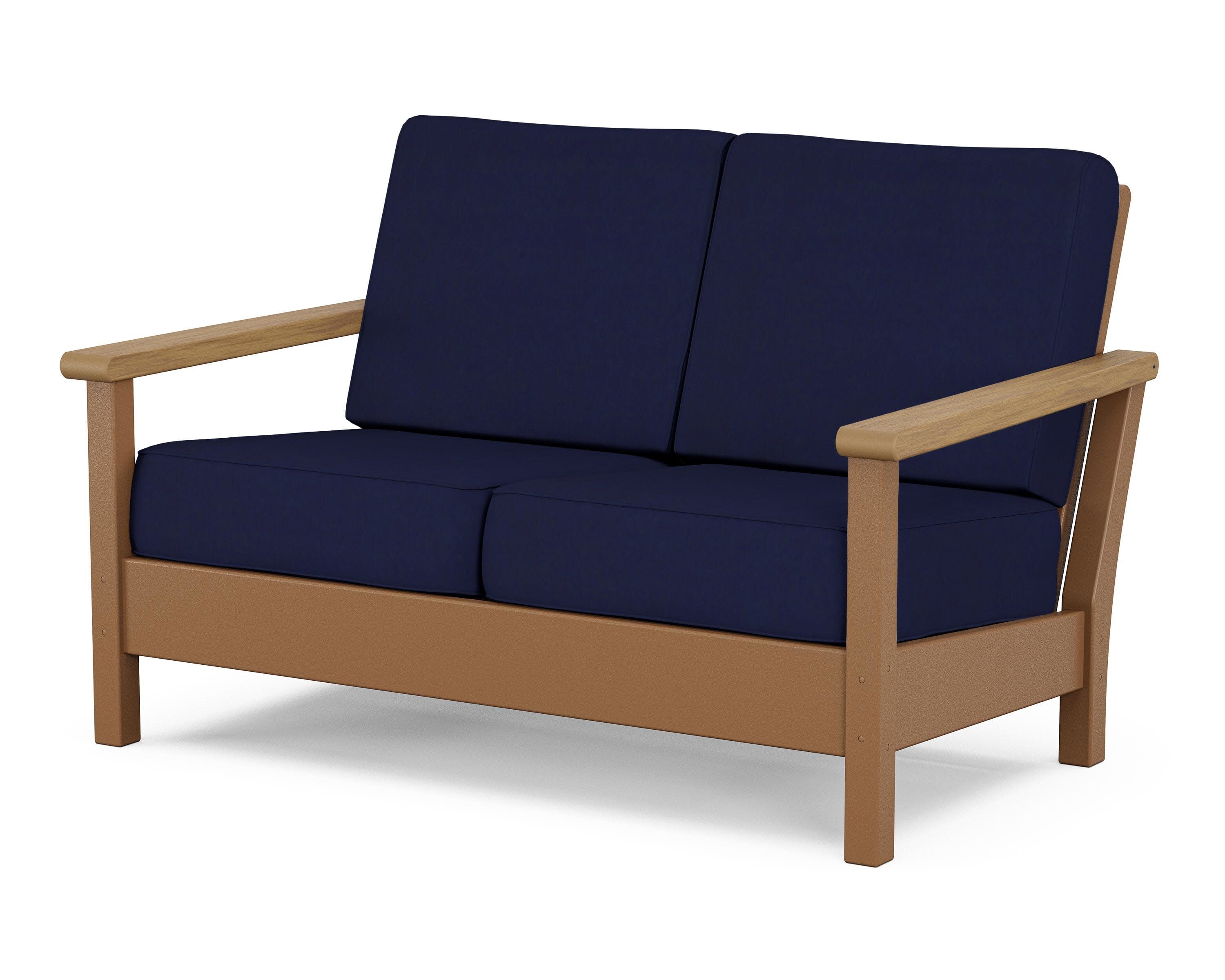 Harbour Deep Seating Loveseat in Teak / Natural / Navy