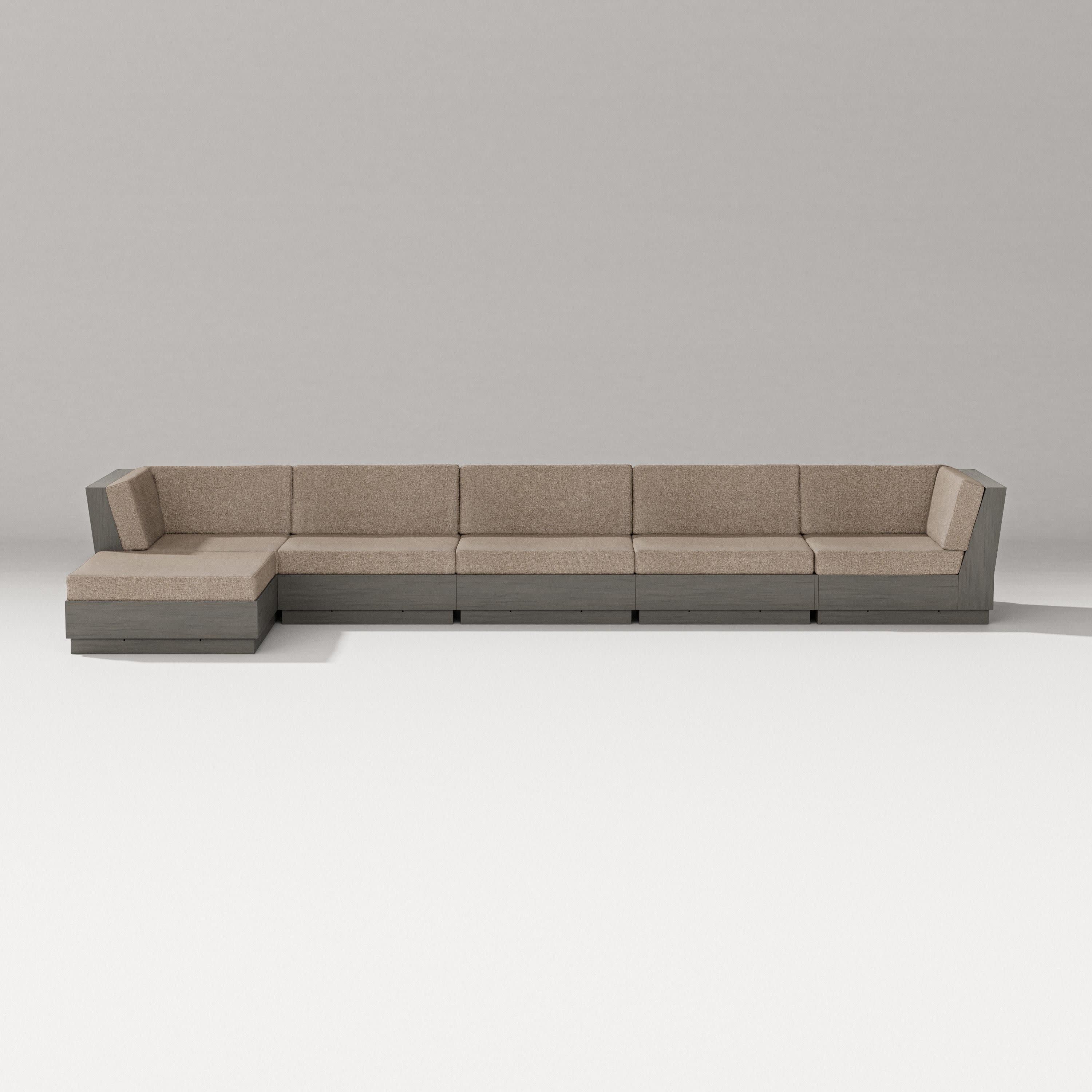 Elevate 6-Piece Chaise Sectional in Driftwood / Spiced Burlap