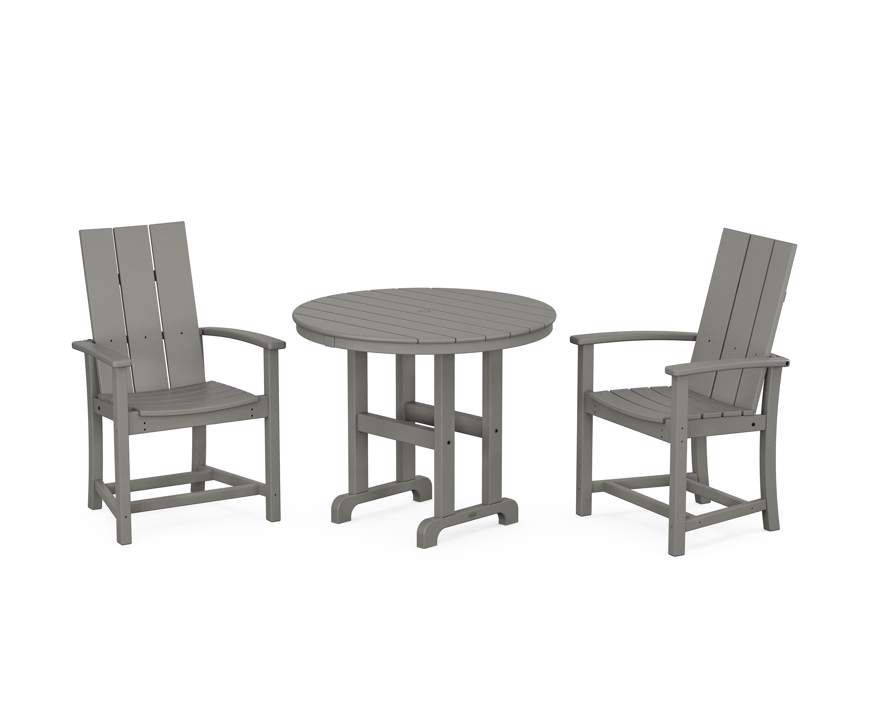 Modern Adirondack 3-Piece Round Farmhouse Dining Set in Slate Grey