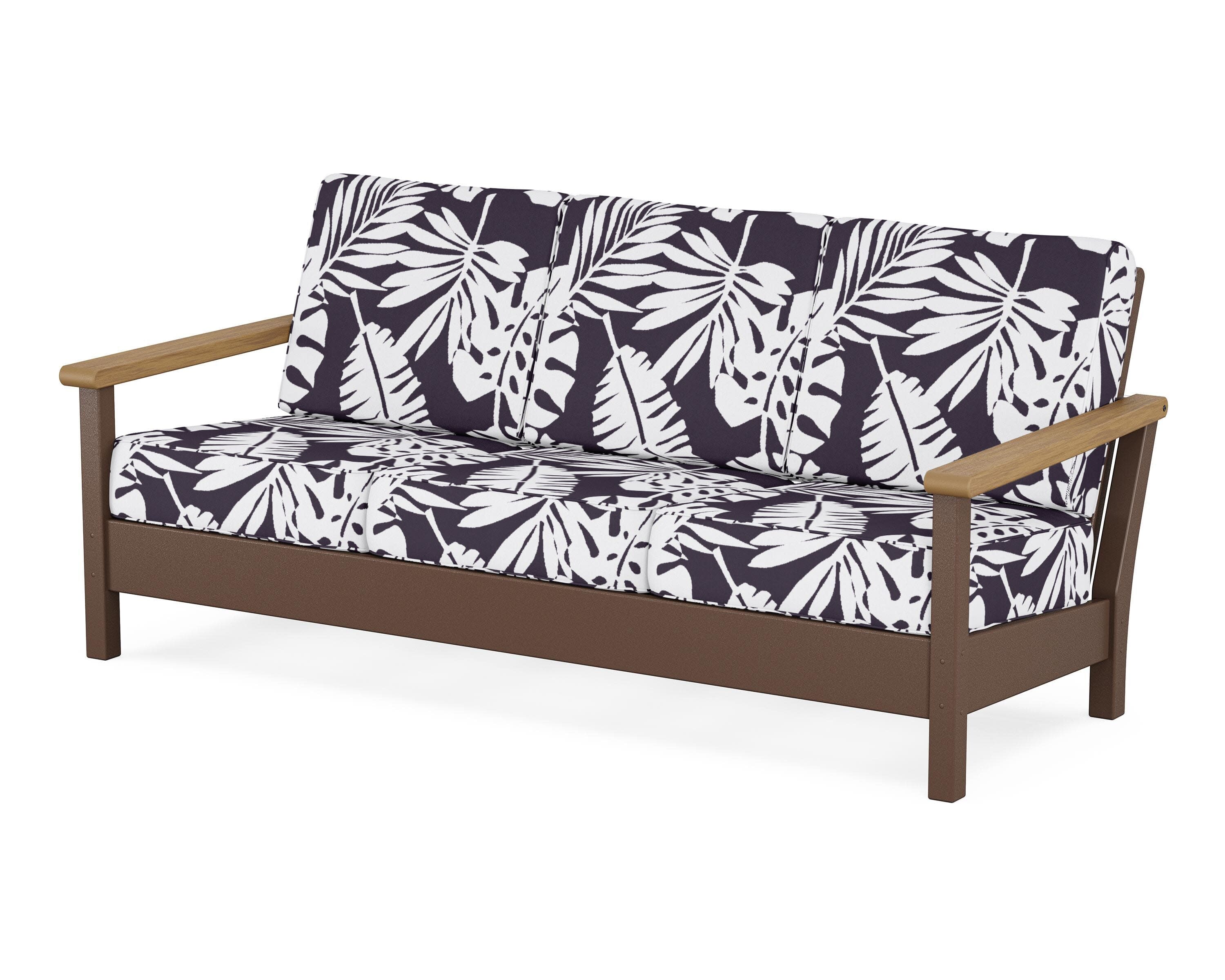 Harbour Deep Seating Sofa in Mahogany / Natural / Leaf Navy