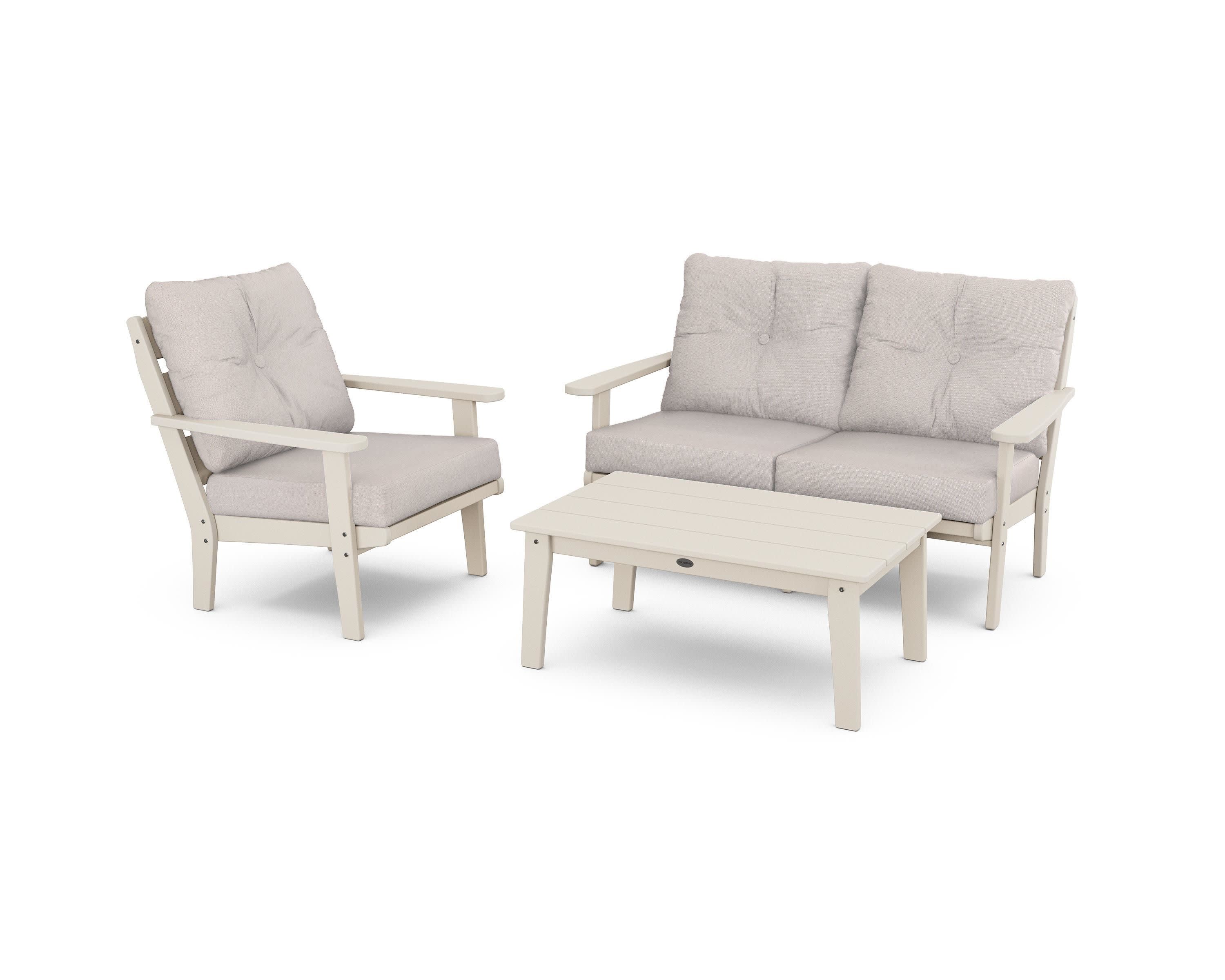 Lakeside 3-Piece Deep Seating Set in Sand / Dune Burlap