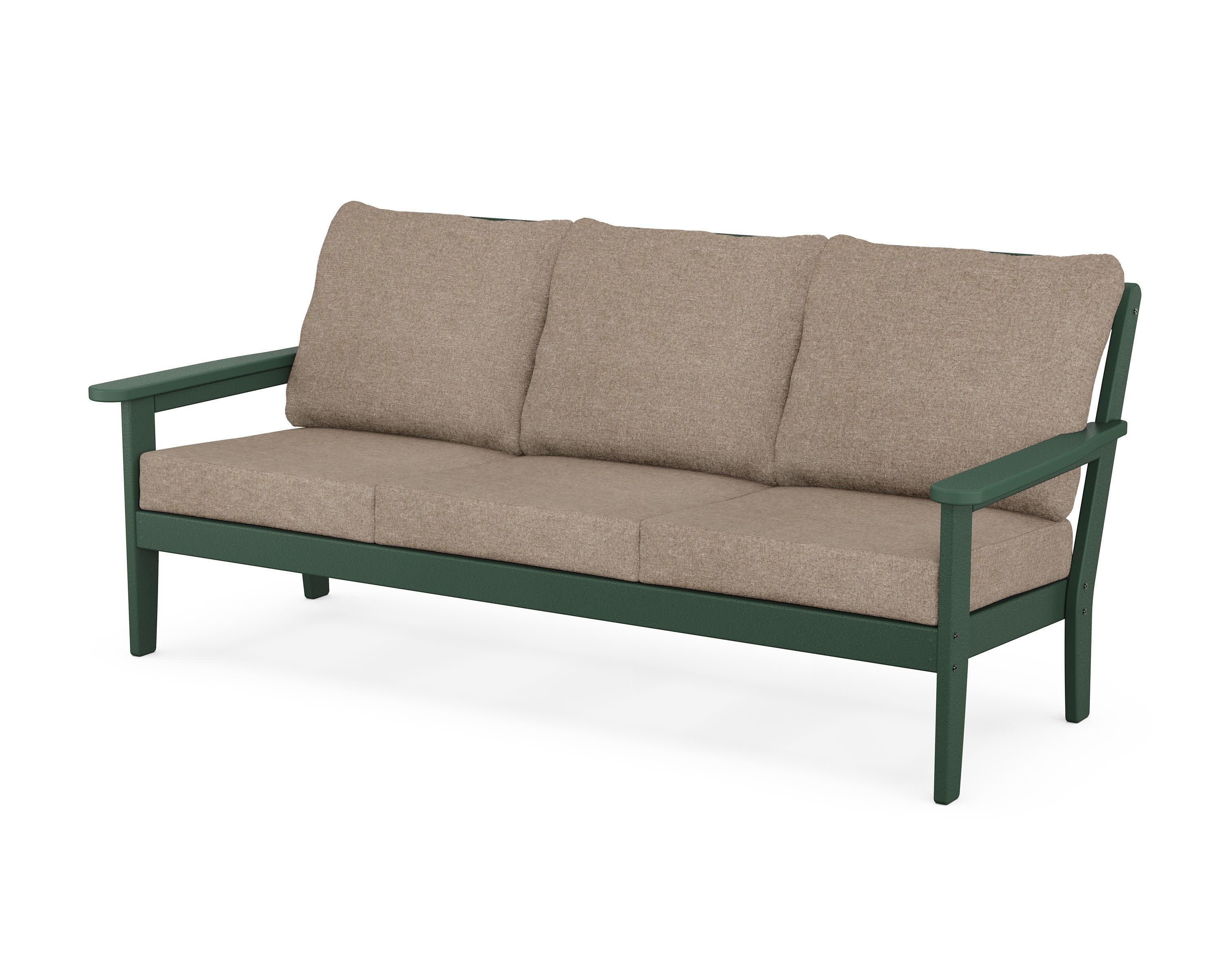 Cottage Deep Seating Sofa in Green / Spiced Burlap
