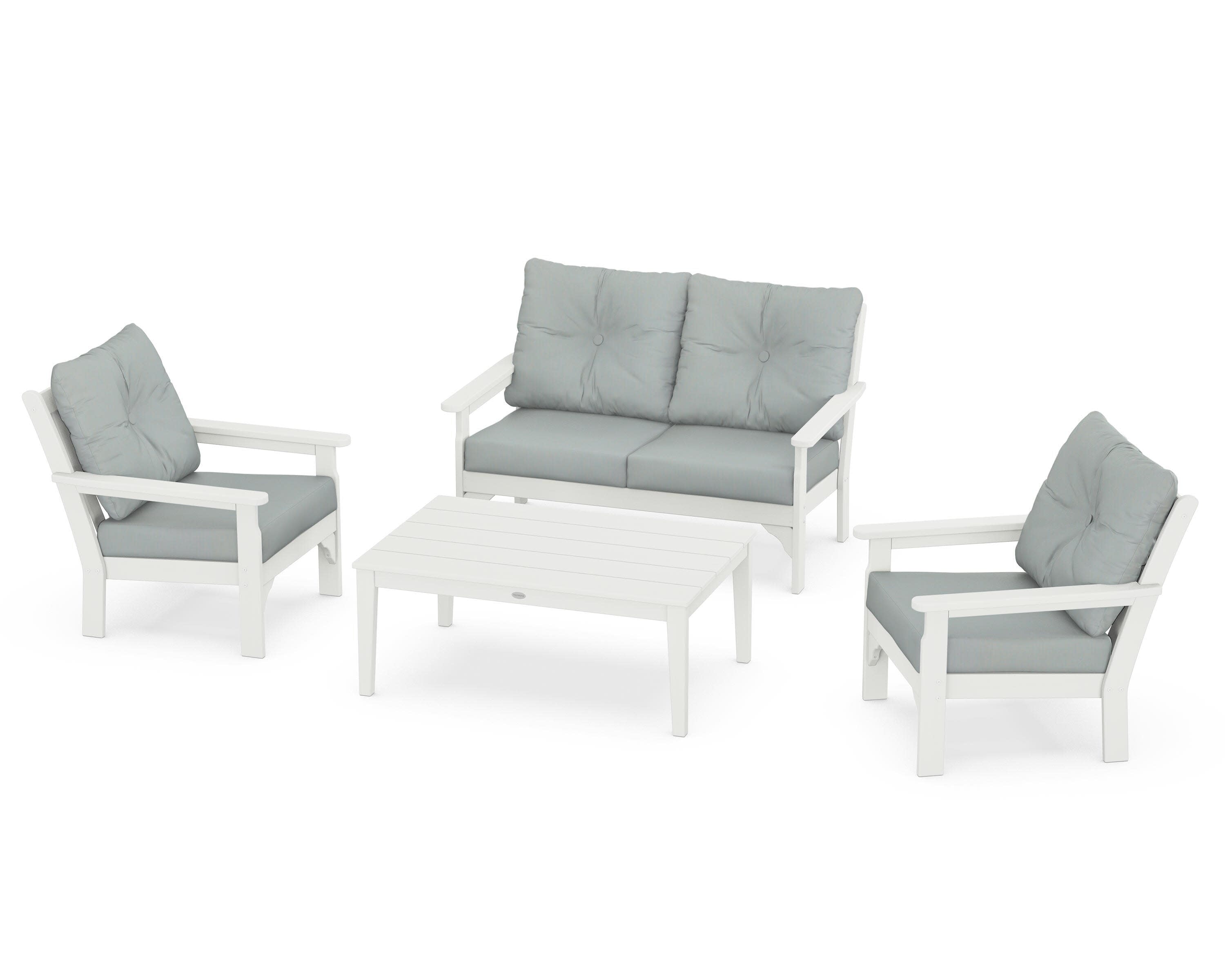 Vineyard 4-Piece Deep Seating Set in Vintage White / Spa