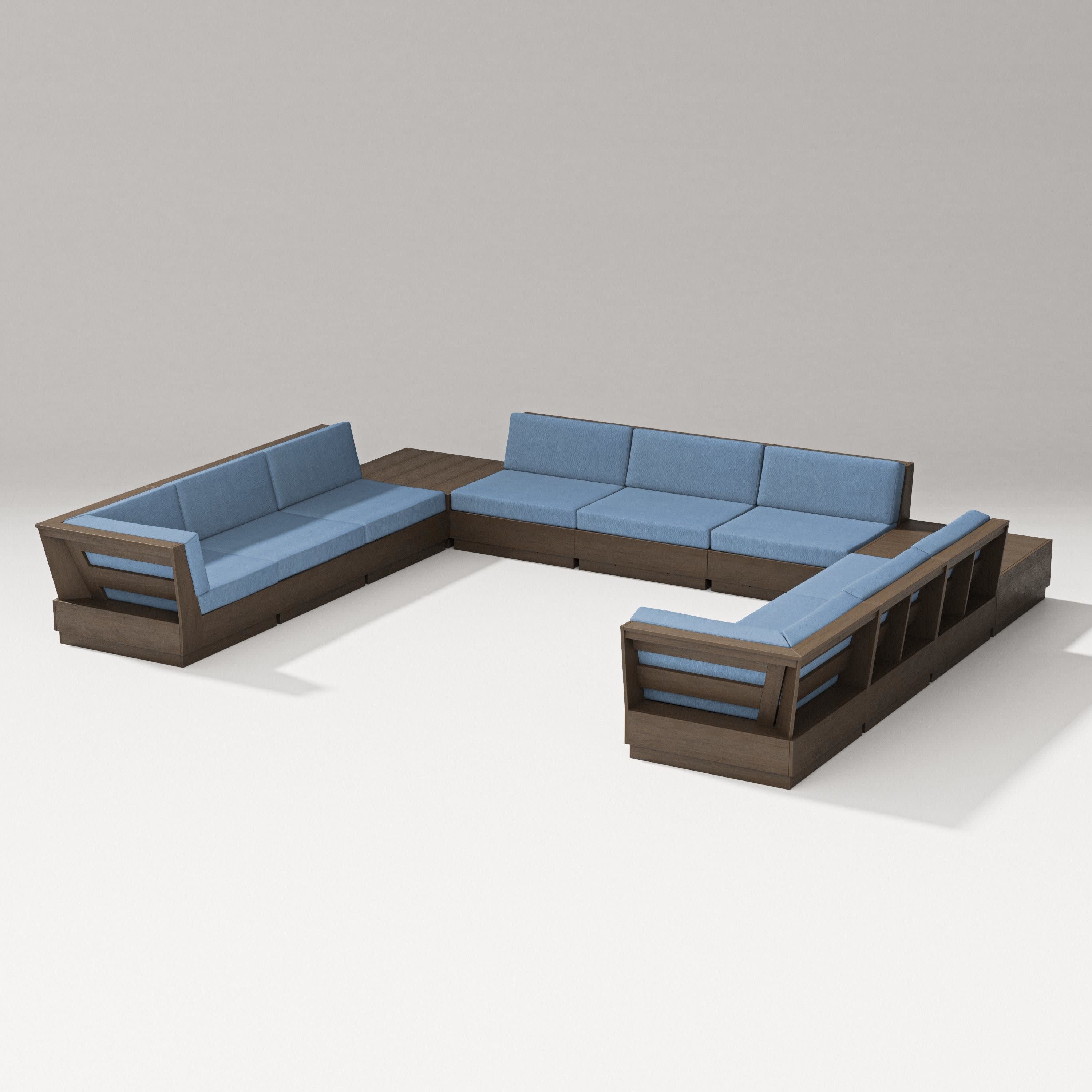 Elevate 11-Piece U-Shaped Sofa Sectional in Kona / Sky Blue