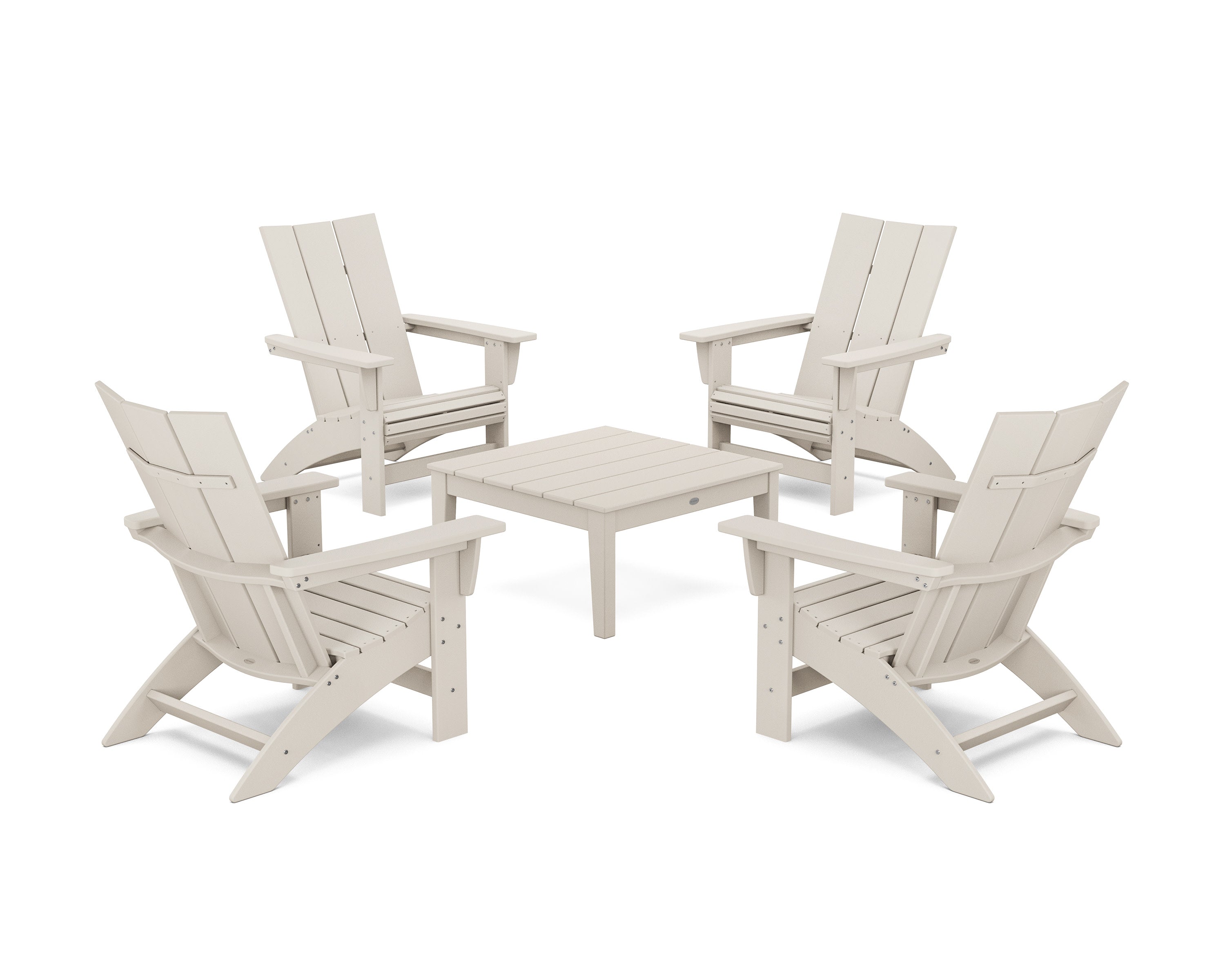 5-Piece Modern Grand Adirondack Chair Conversation Group in Sand