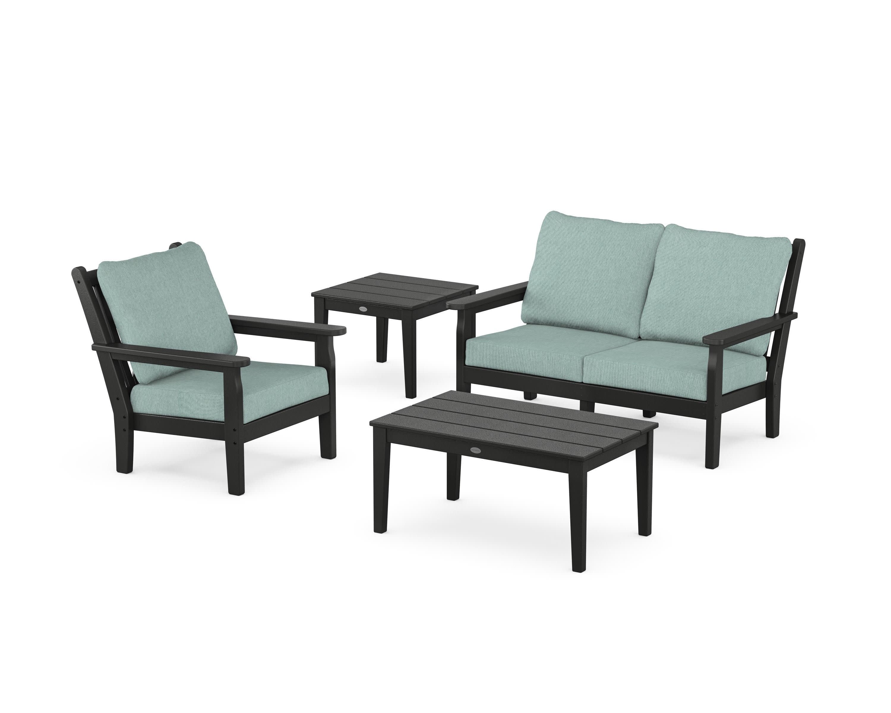 Chippendale 4-Piece Deep Seating Set in Black / Glacier Spa