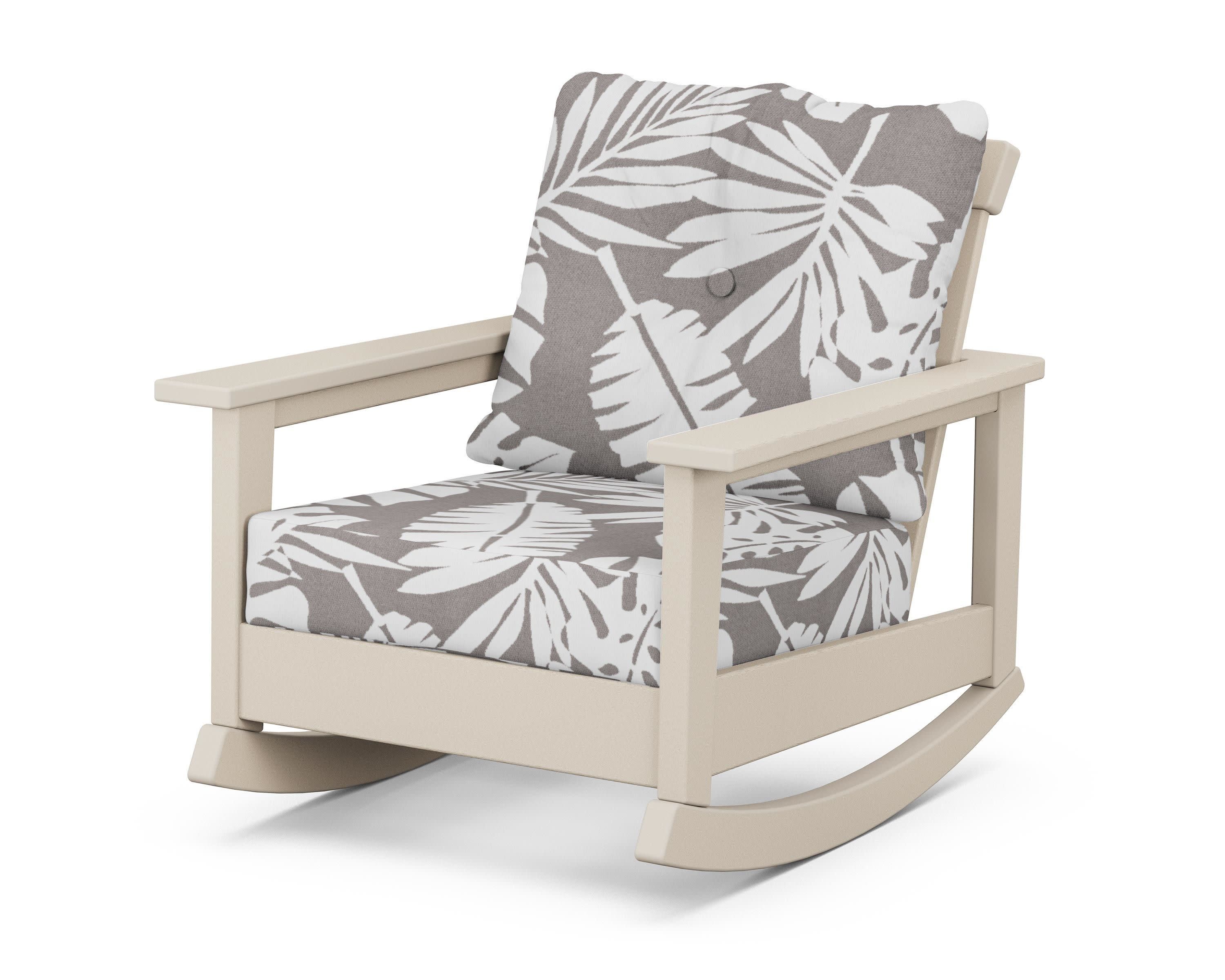 Prescott Deep Seating Rocking Chair in Sand / Leaf Grey Mist