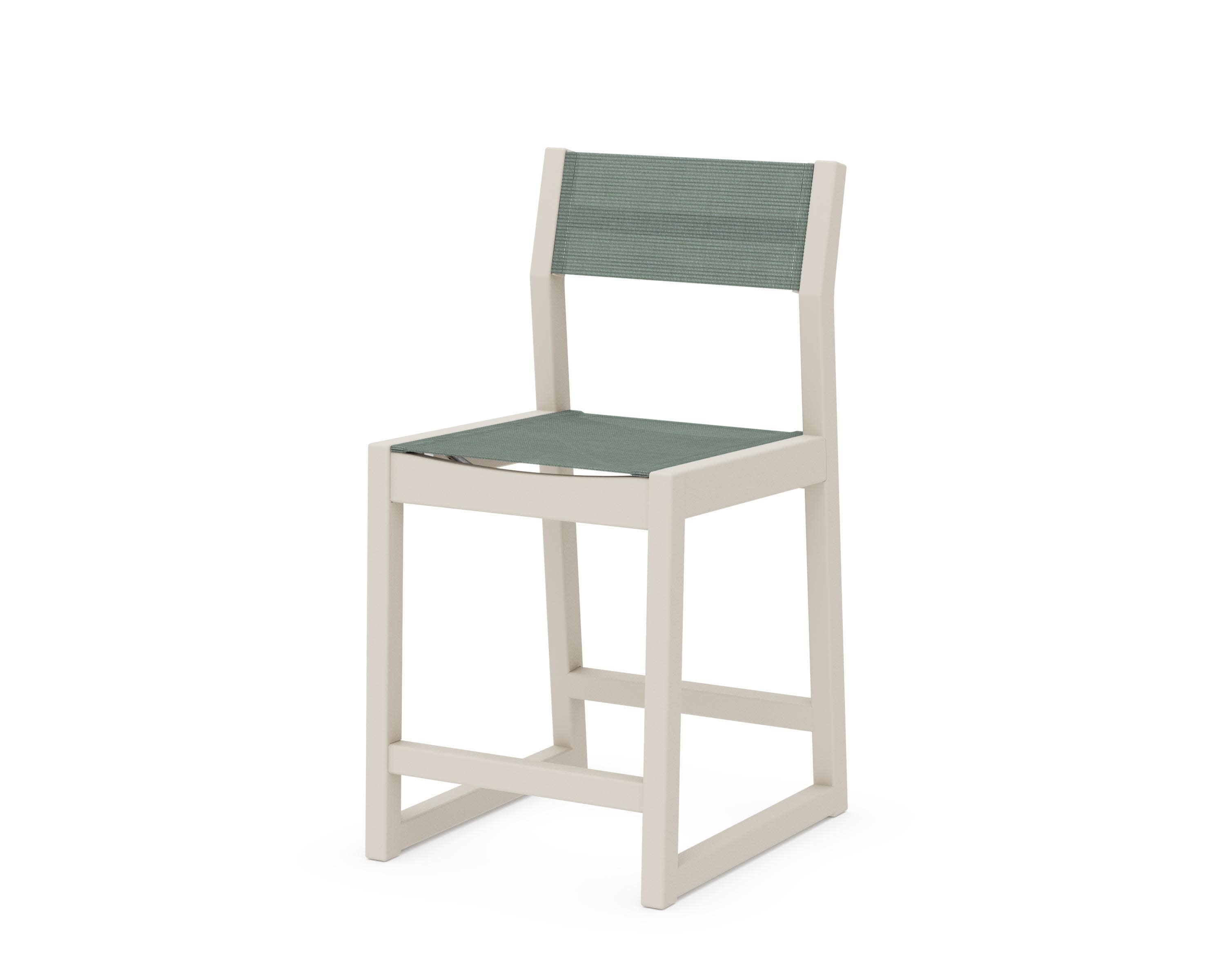 EDGE Sling Counter Side Chair in Sand / Dupioni Sea Mist Sling