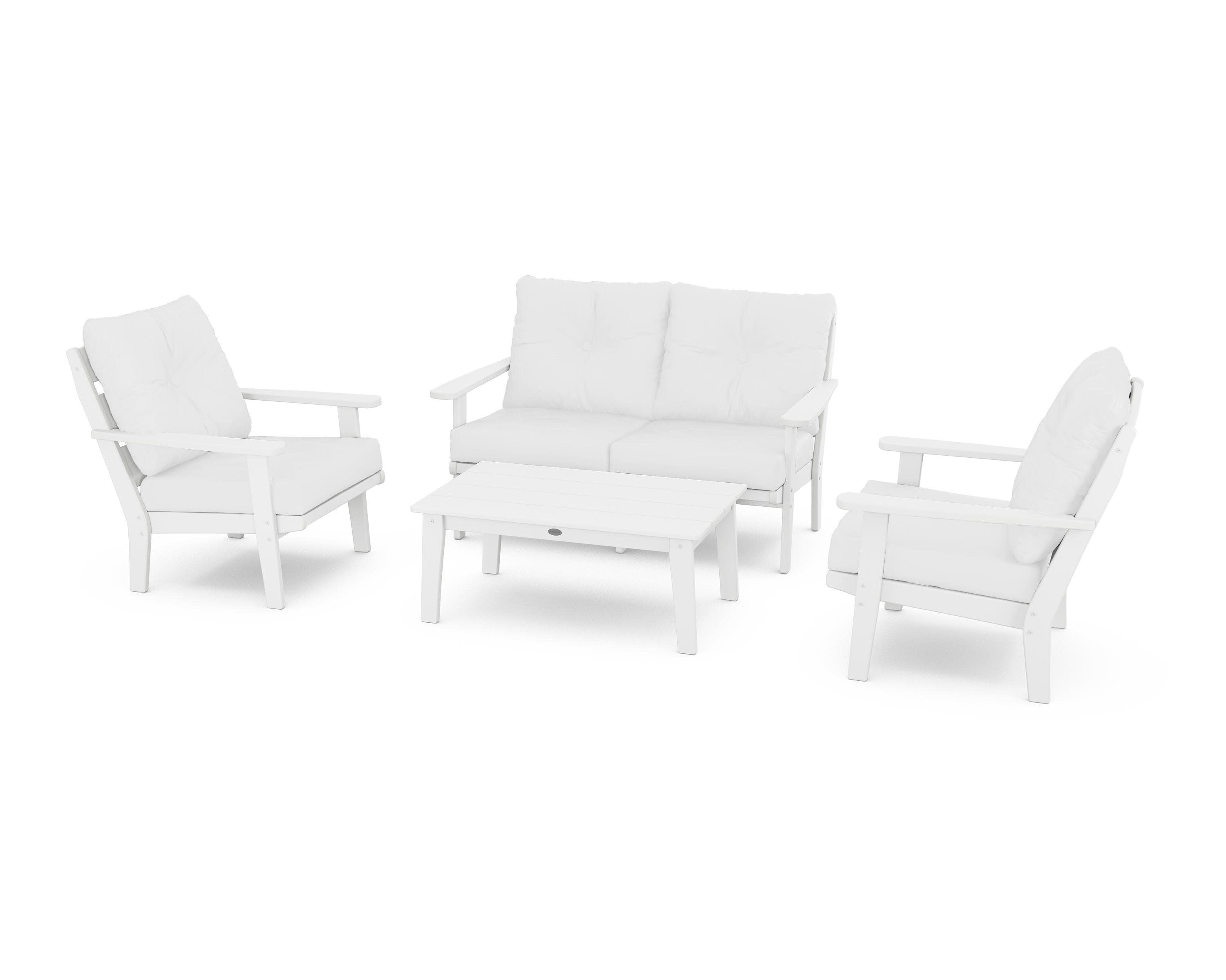 Lakeside 4-Piece Deep Seating Set in White / Natural