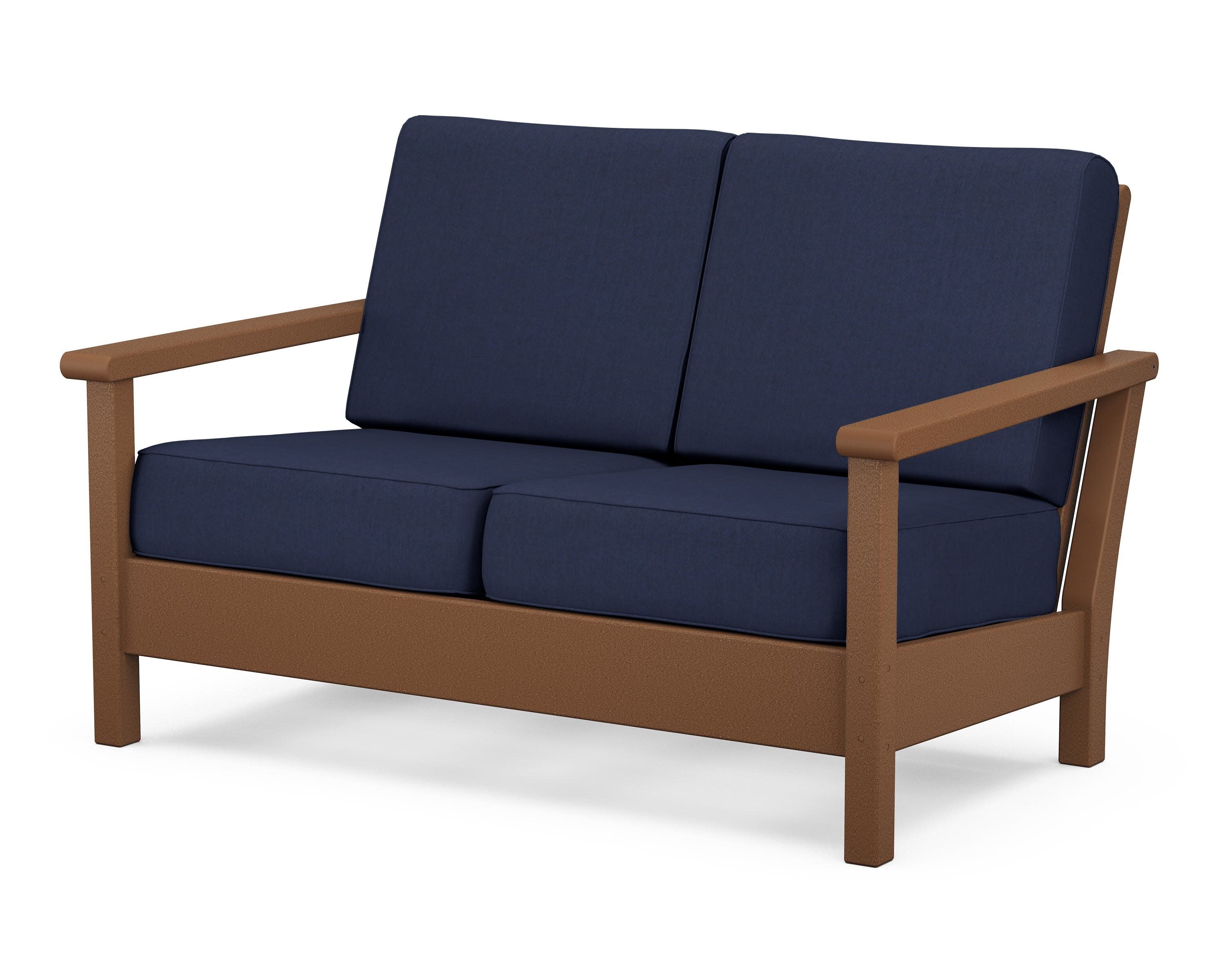 Harbour Deep Seating Loveseat in Teak / Spectrum Indigo