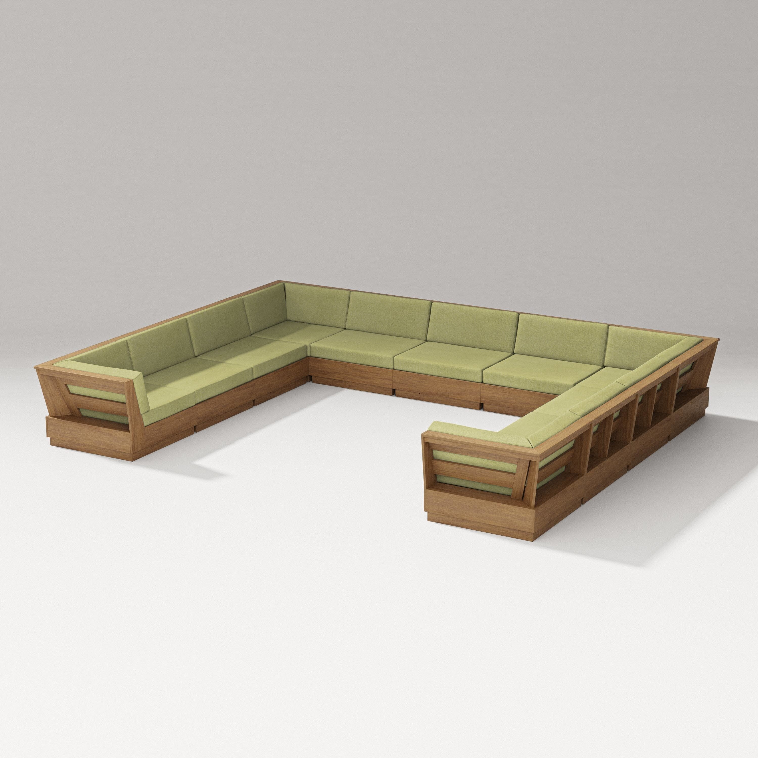 Elevate Large U-Shaped Sectional in Natural / Chartreuse Boucle