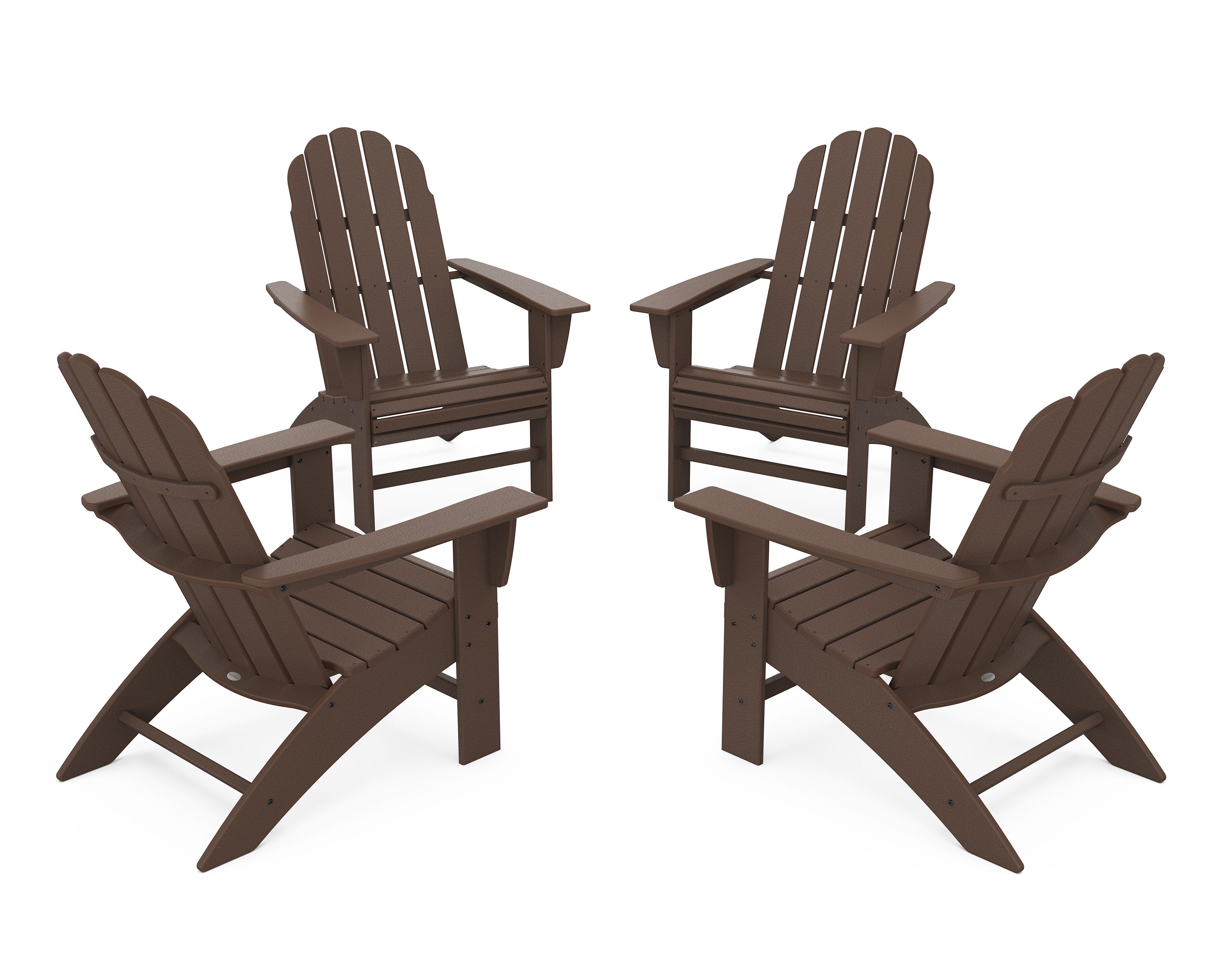 4-Piece Vineyard Curveback Adirondack Chair Conversation Set in Mahogany