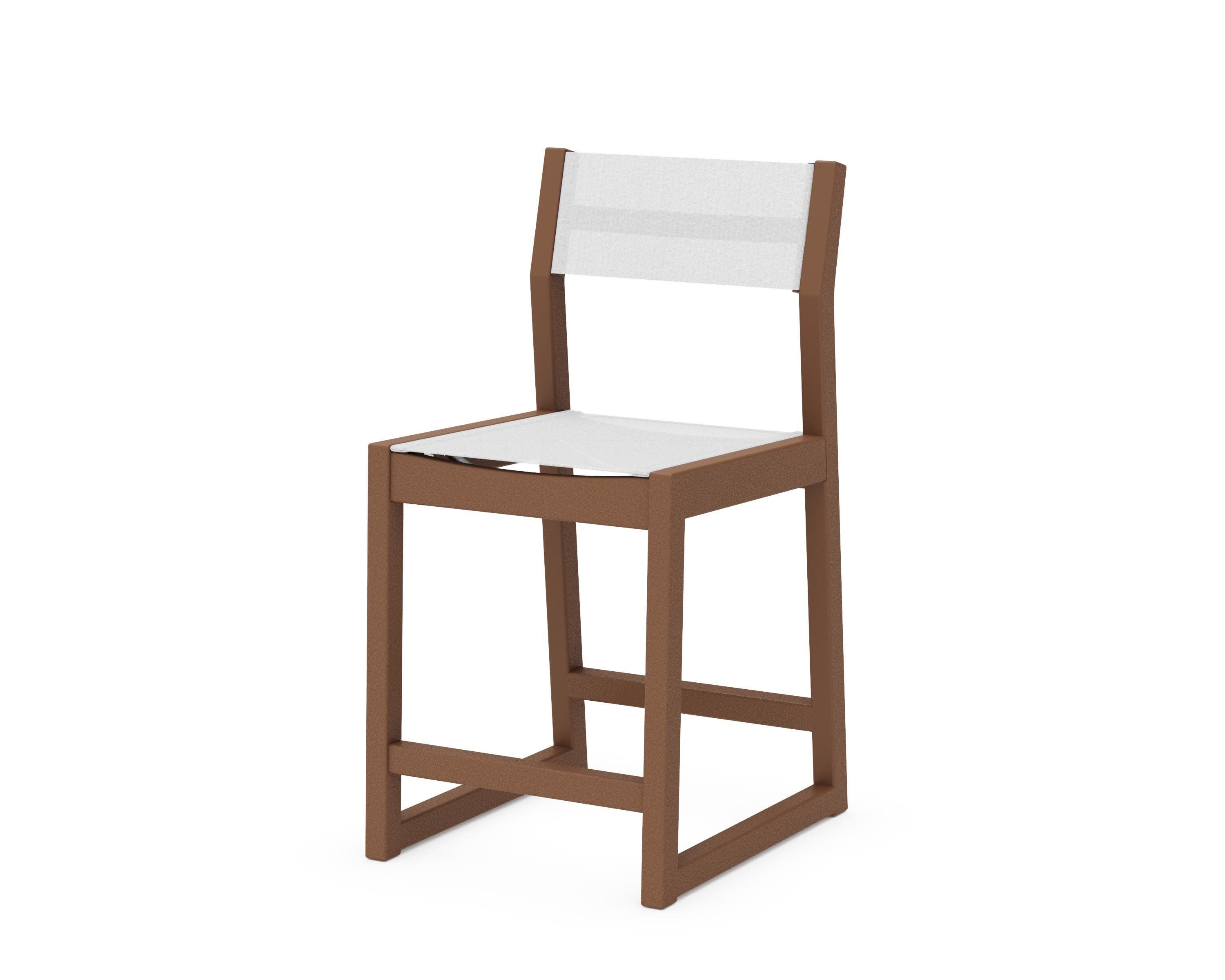 EDGE Sling Counter Side Chair in Teak / White Sling