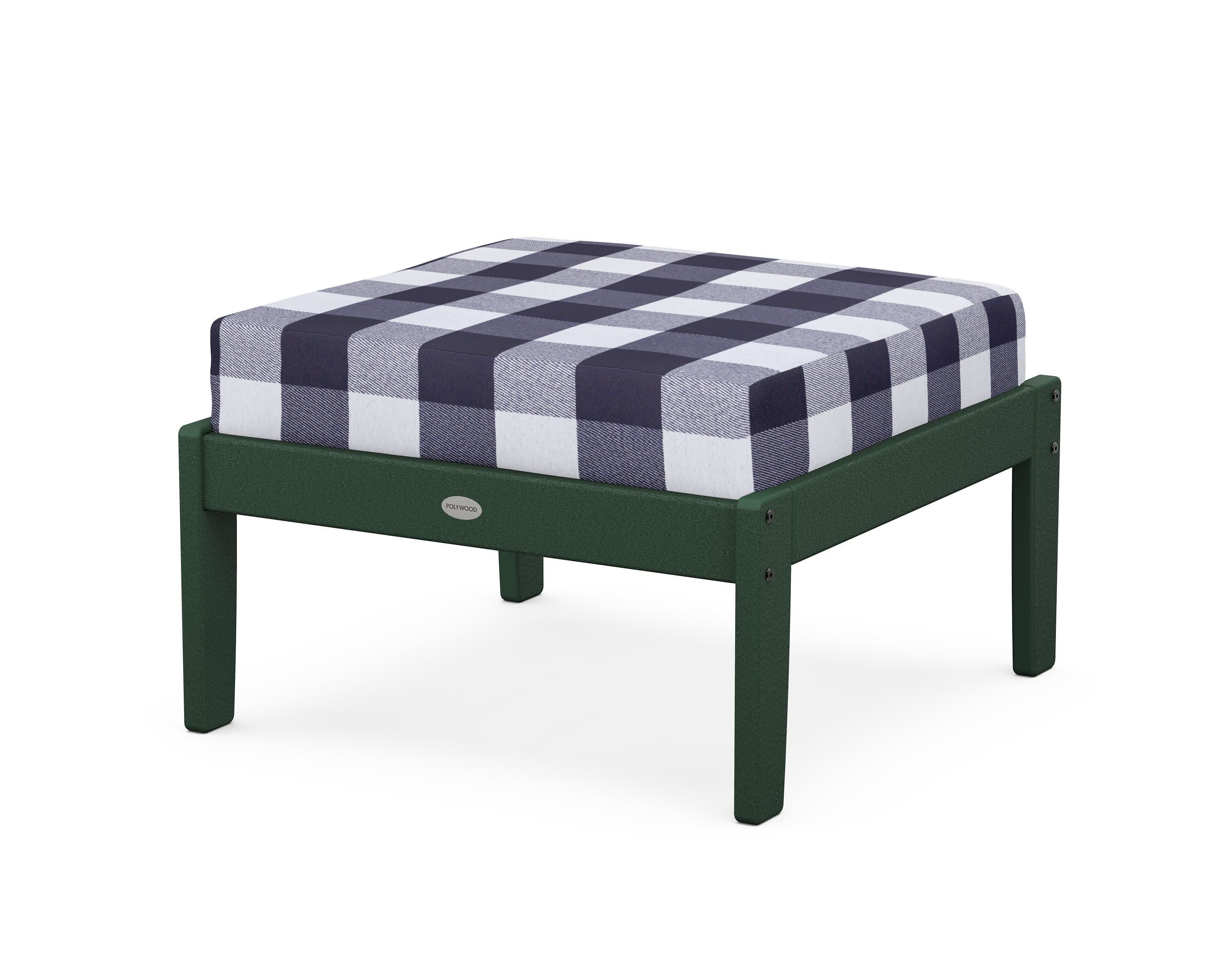 Braxton Deep Seating Ottoman in Green / Buffalo Plaid Navy