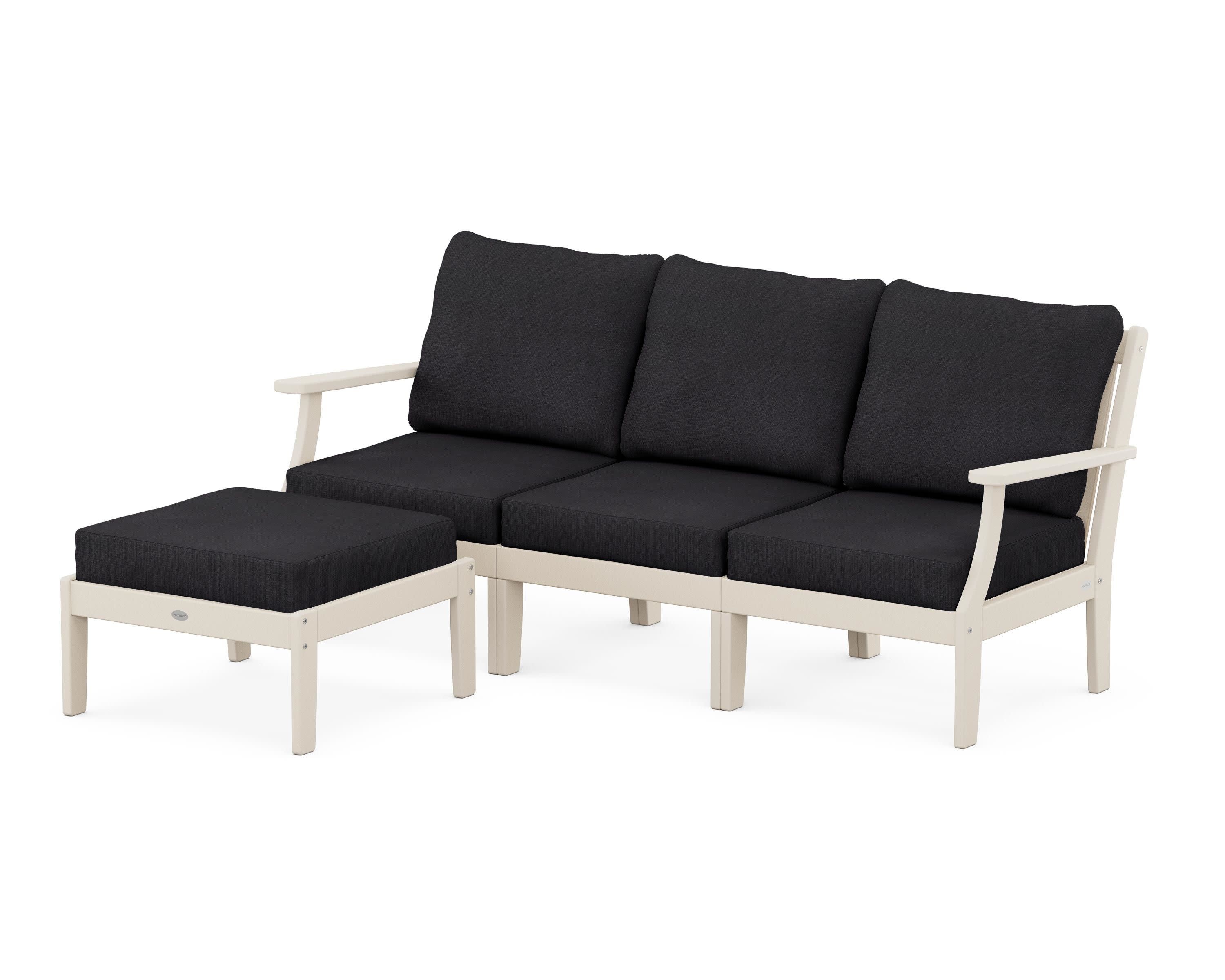 Braxton Modular 4-Piece Deep Seating Set with Ottoman in Sand / Midnight Linen