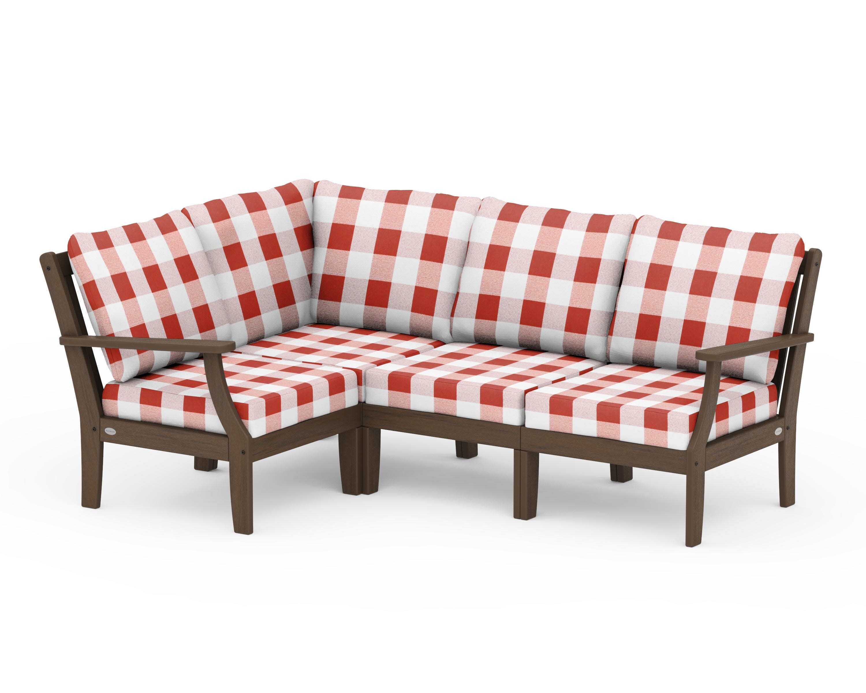 Braxton Modular 4-Piece Deep Seating Set in Kona / Buffalo Plaid Crimson