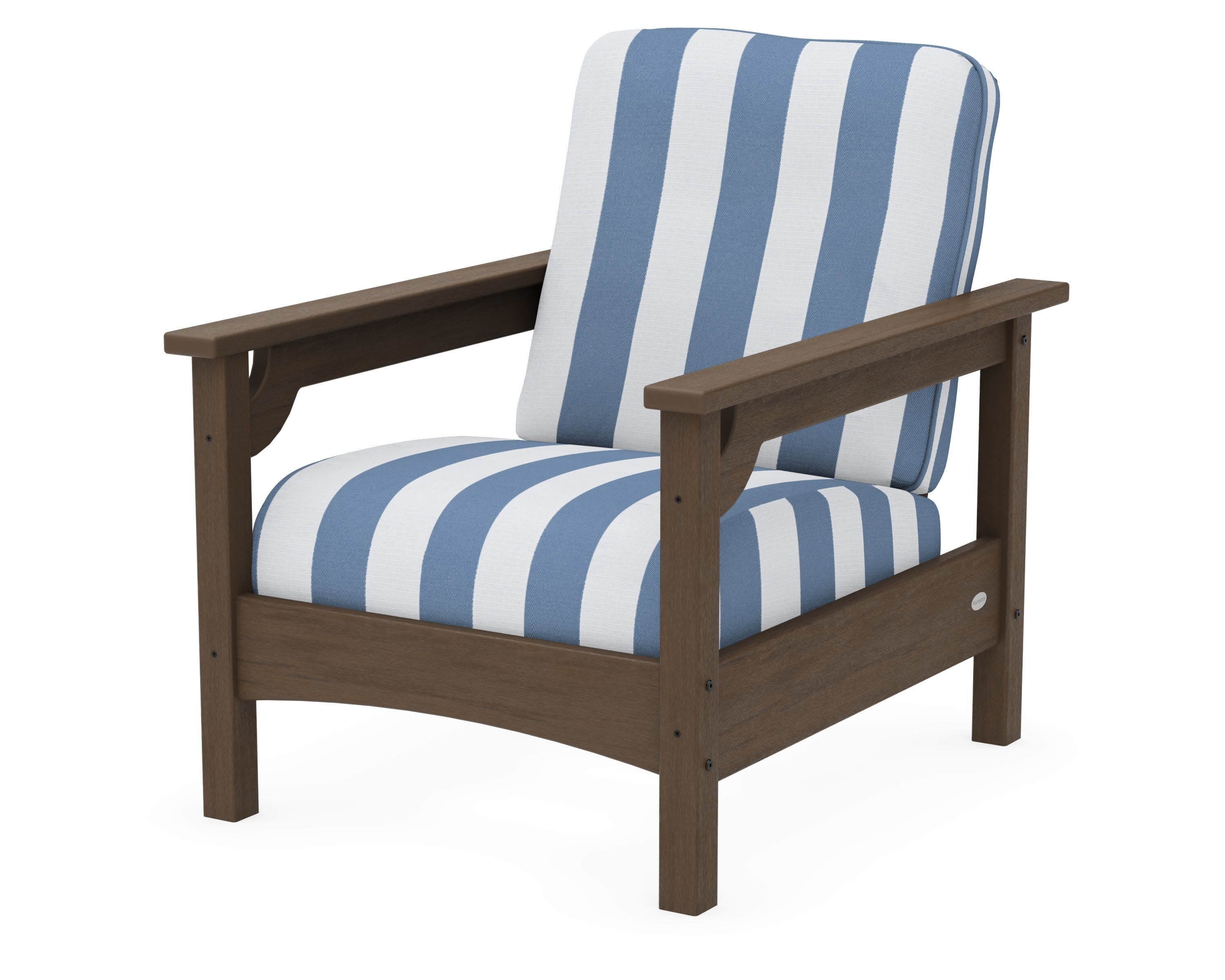 Club Chair in Kona / Cabana Stripe Sky Blue