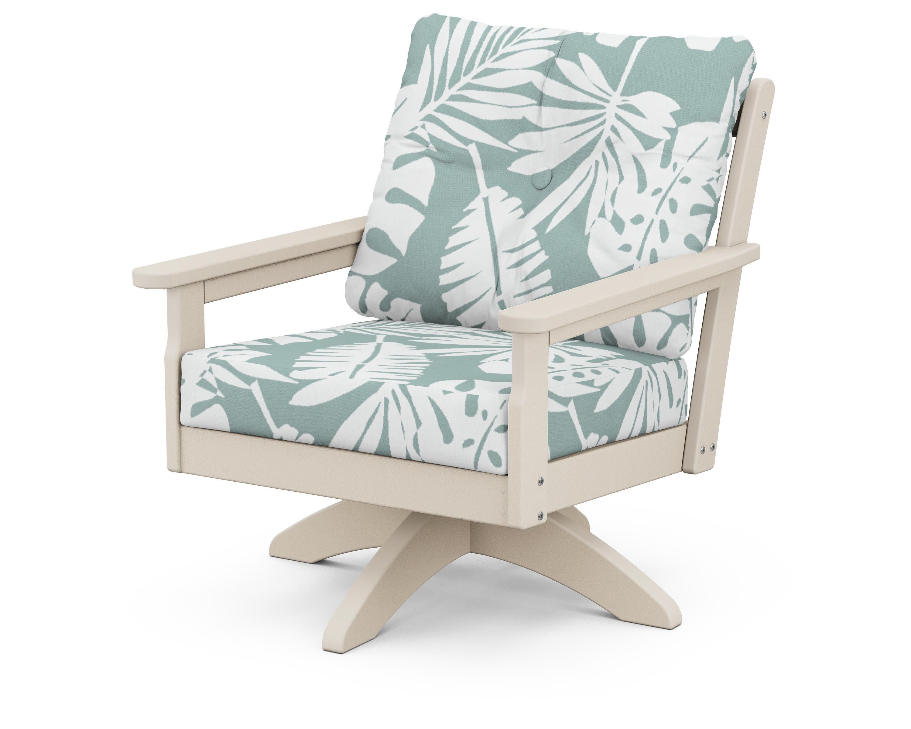 Vineyard Deep Seating Swivel Chair in Sand / Leaf Glacier Spa