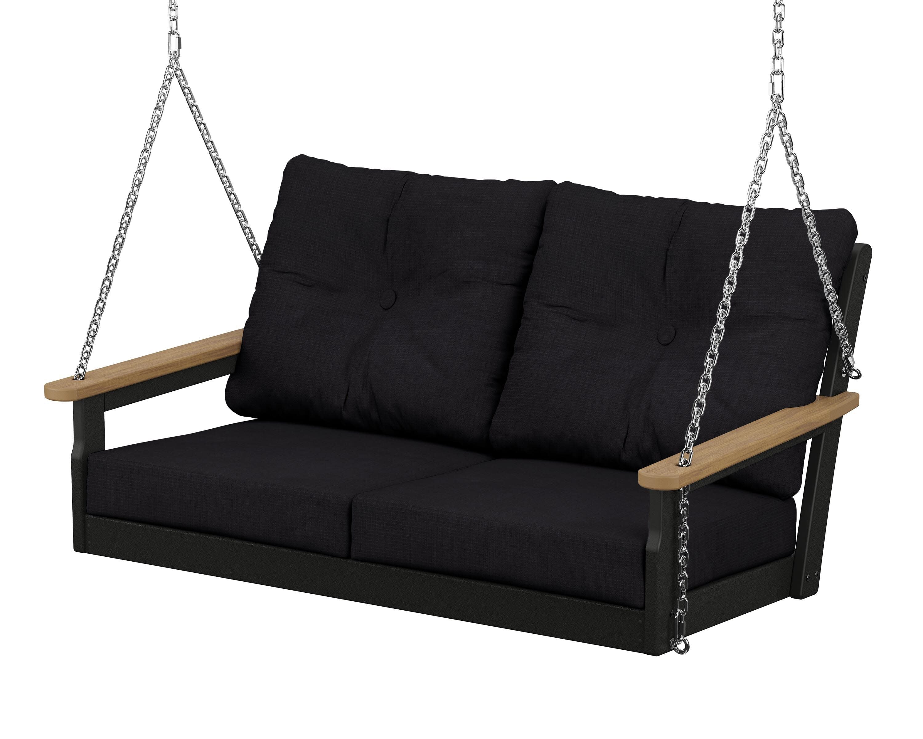 Vineyard Deep Seating Swing in Black / Natural / Midnight Linen