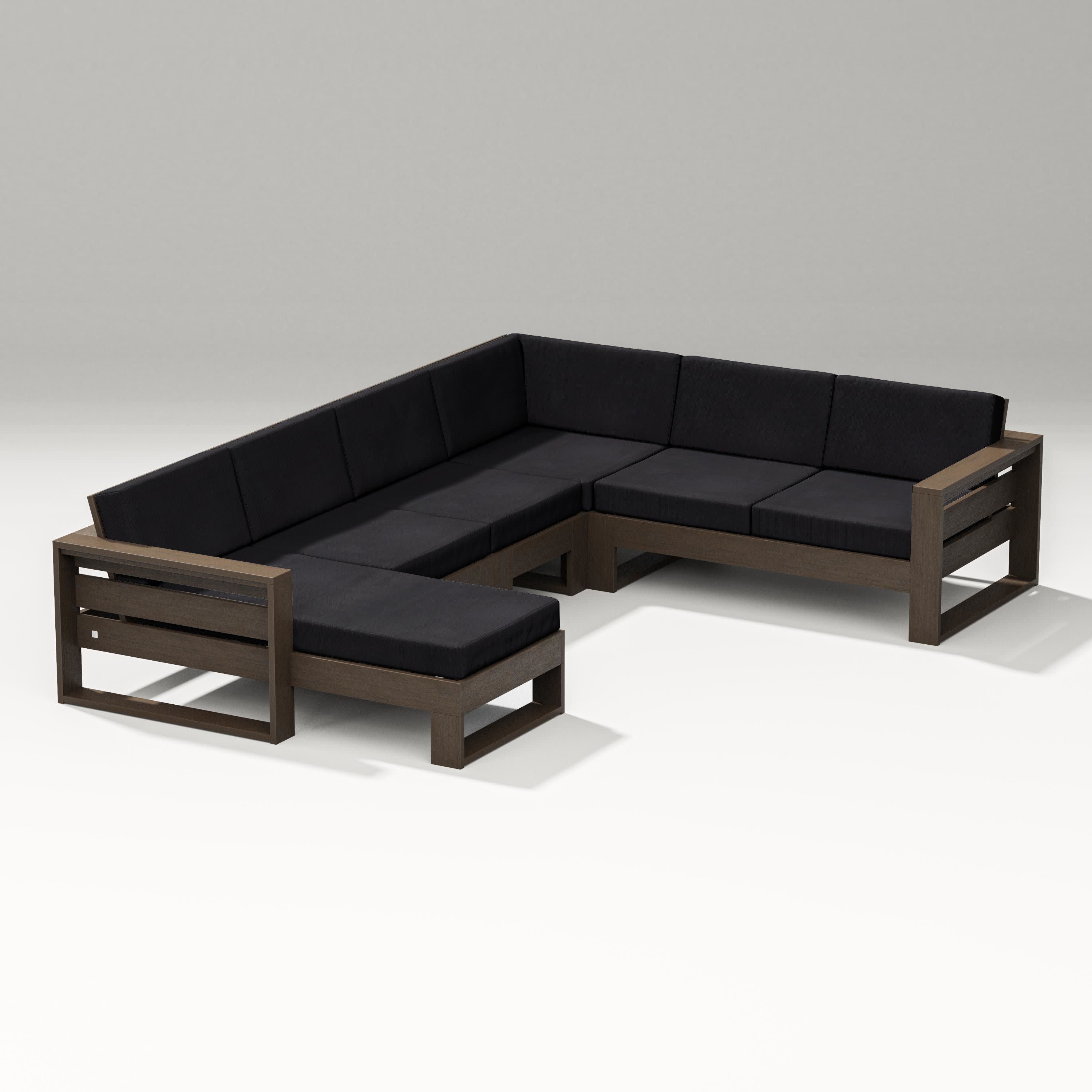 Latitude Corner Sectional with Left Chaise in Kona / Midnight Linen