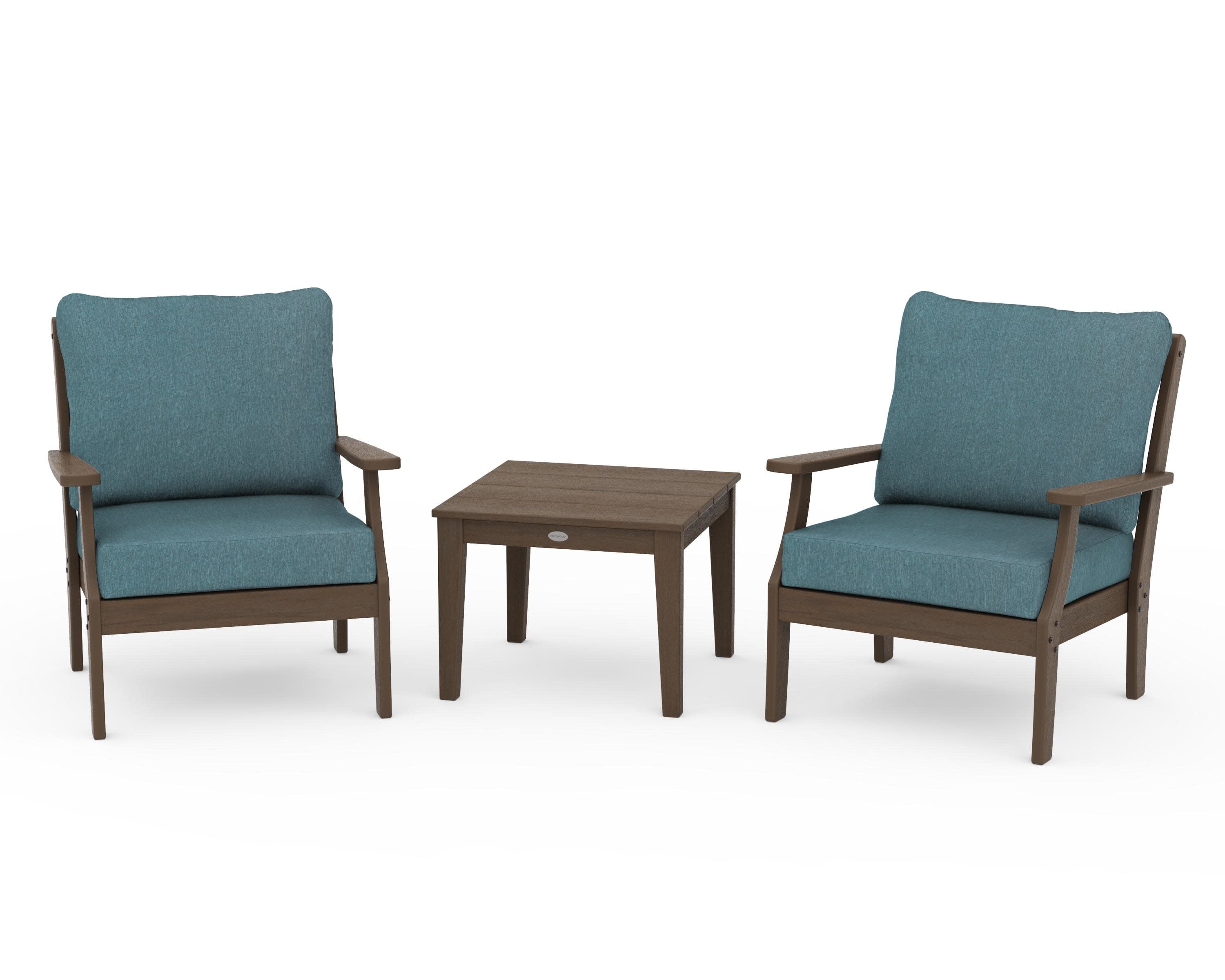 Braxton 3-Piece Deep Seating Set in Kona / Ocean Teal