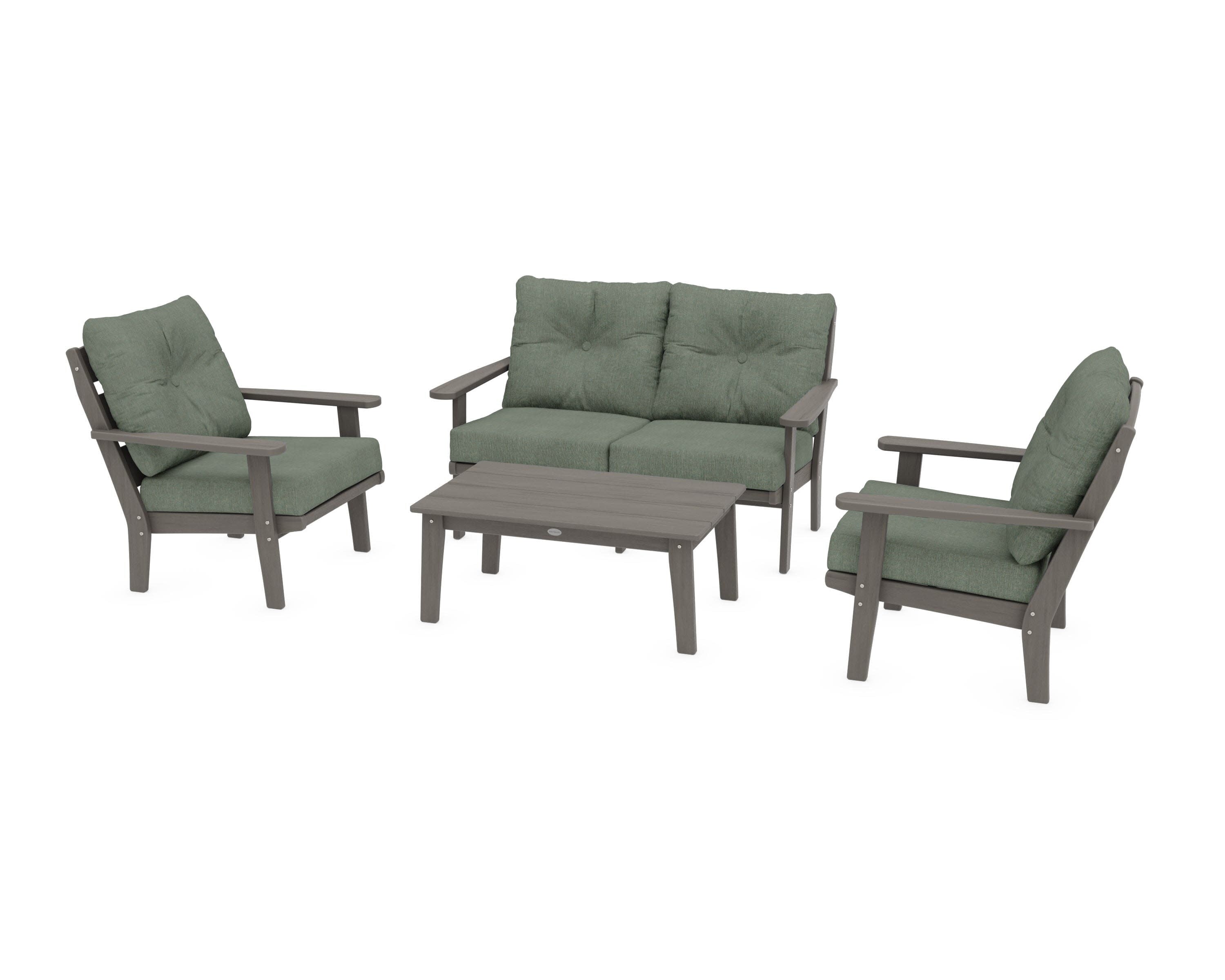 Lakeside 4-Piece Deep Seating Set in Driftwood / Cast Sage
