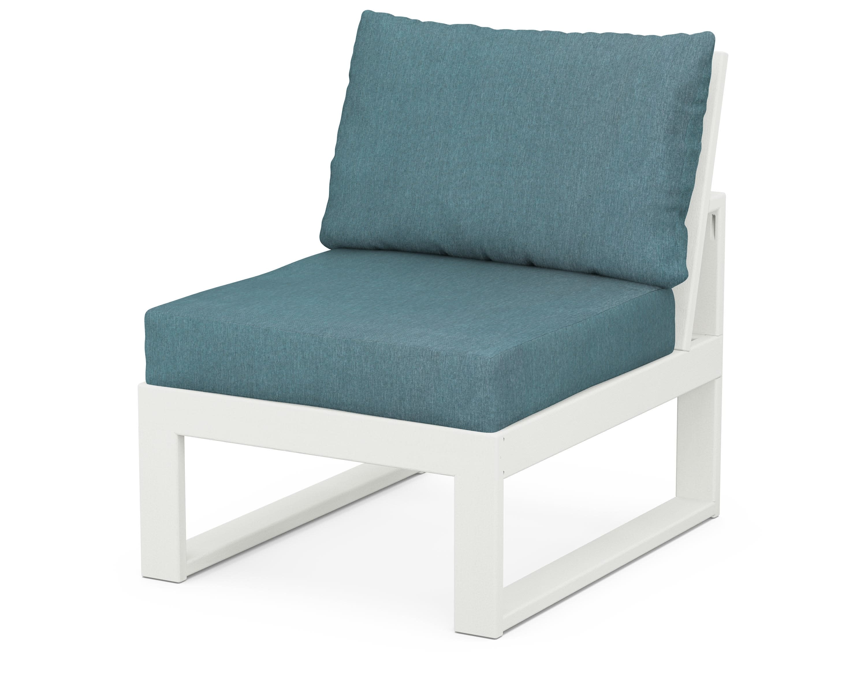 Modular Armless Chair in Vintage White / Ocean Teal