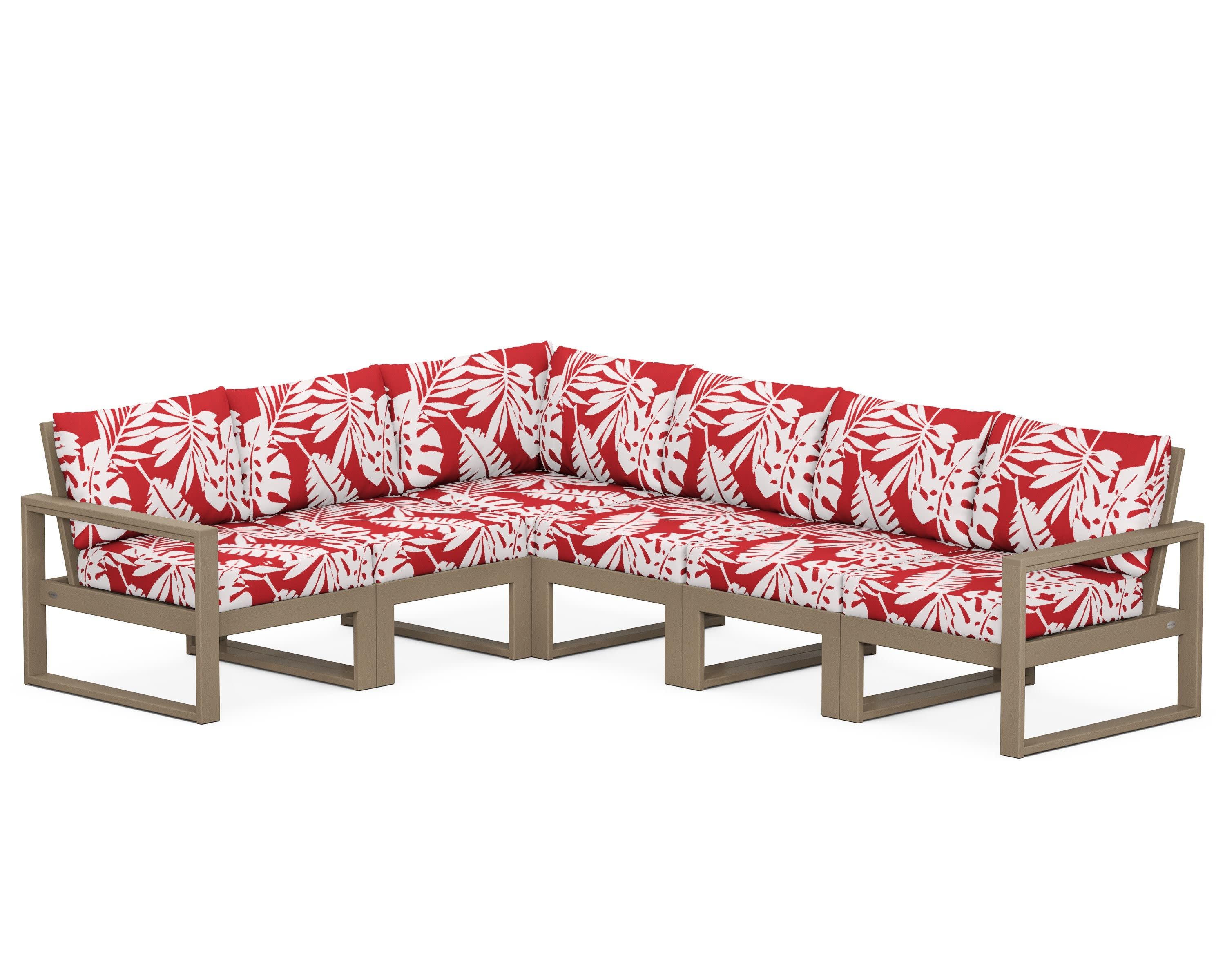 EDGE 6-Piece Modular Deep Seating Set in Vintage Sahara / Leaf Crimson