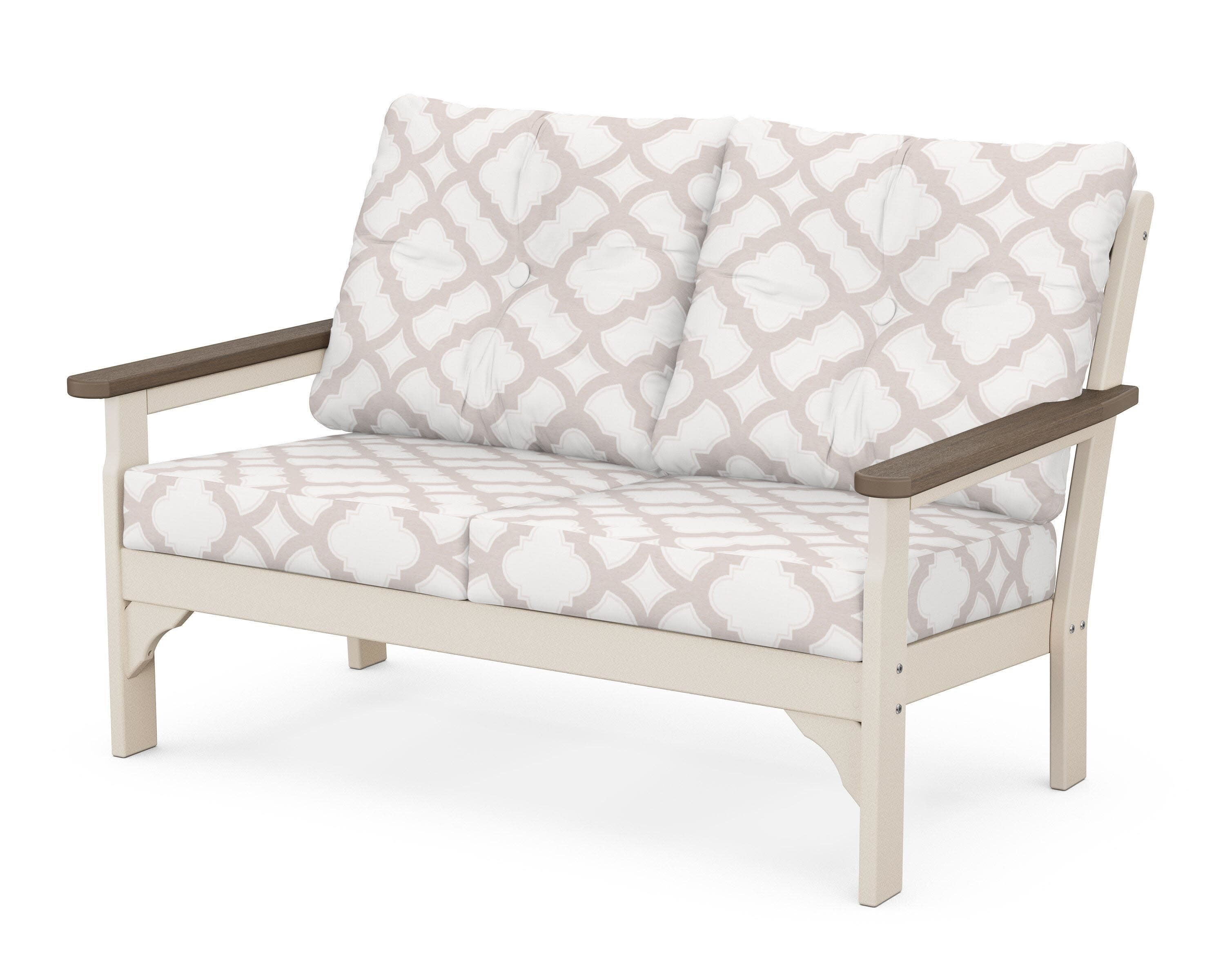 Vineyard Deep Seating Loveseat in Sand / Kona / Trellis Dune Burlap