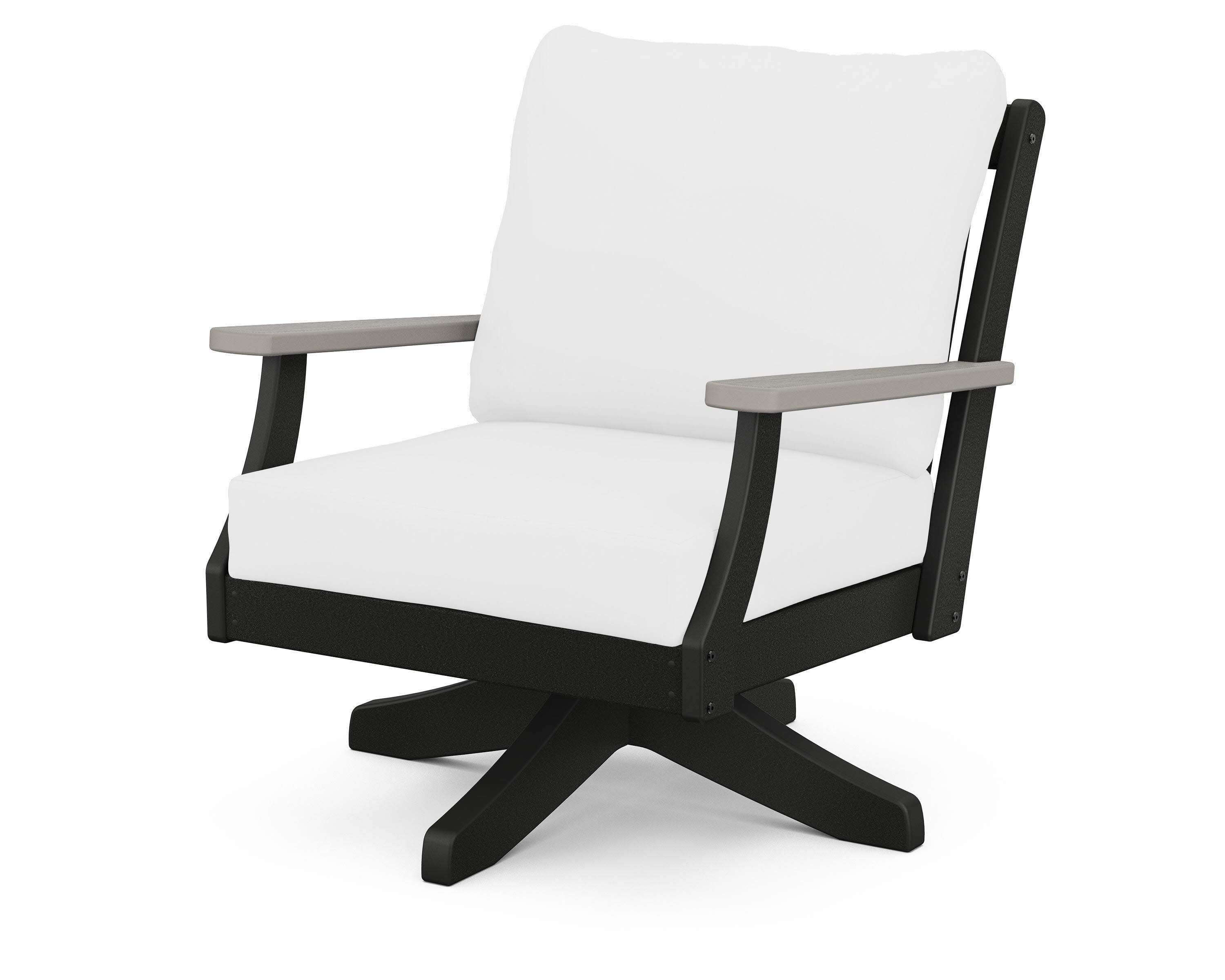 Braxton Deep Seating Swivel Chair in Black / Driftwood / Natural