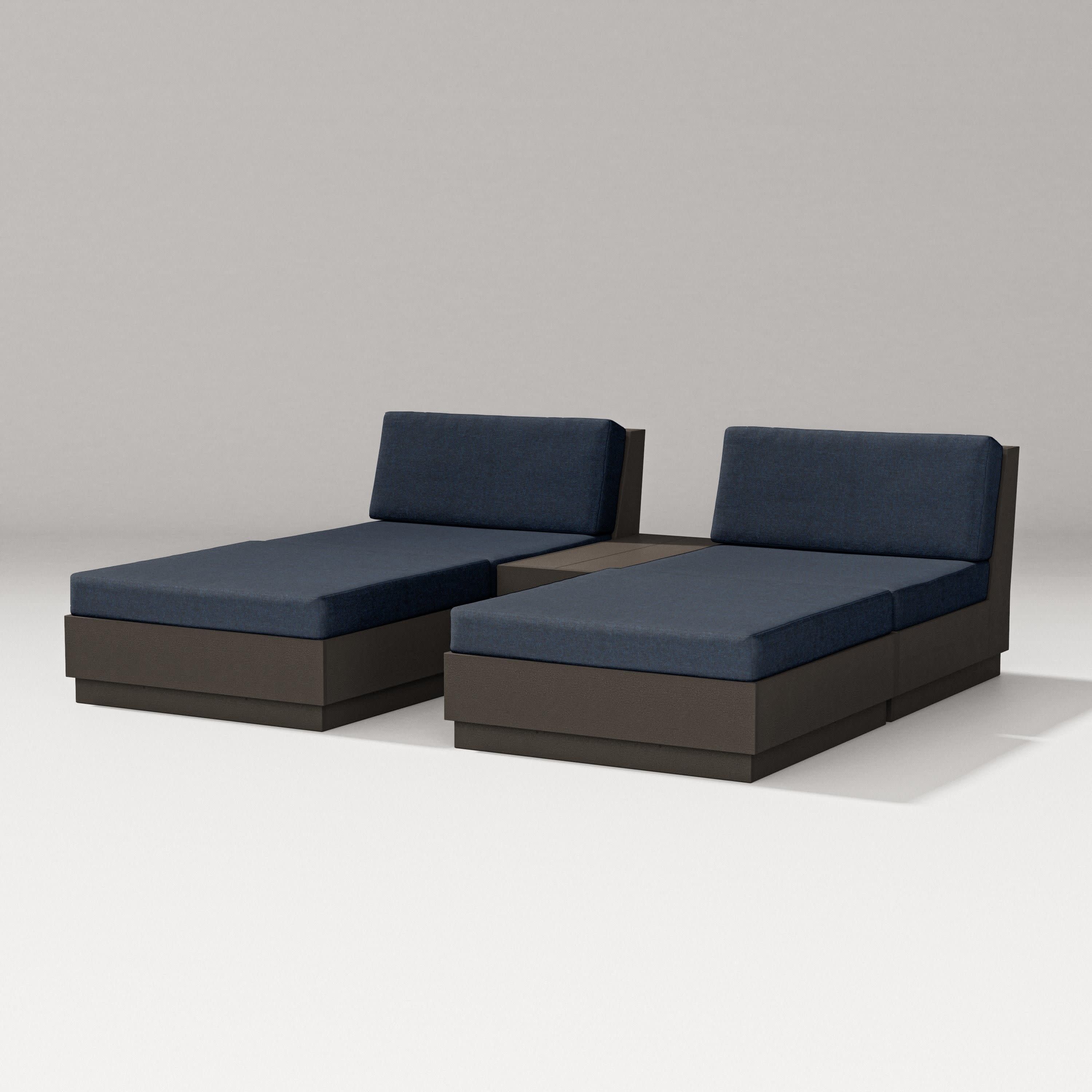 Elevate Double Chaise Set in Vintage Coffee / Marine Indigo