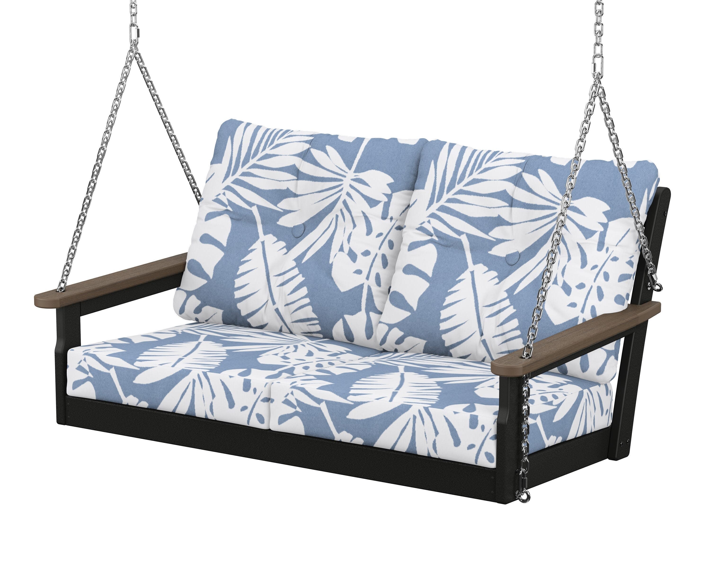 Vineyard Deep Seating Swing in Black / Kona / Leaf Sky Blue