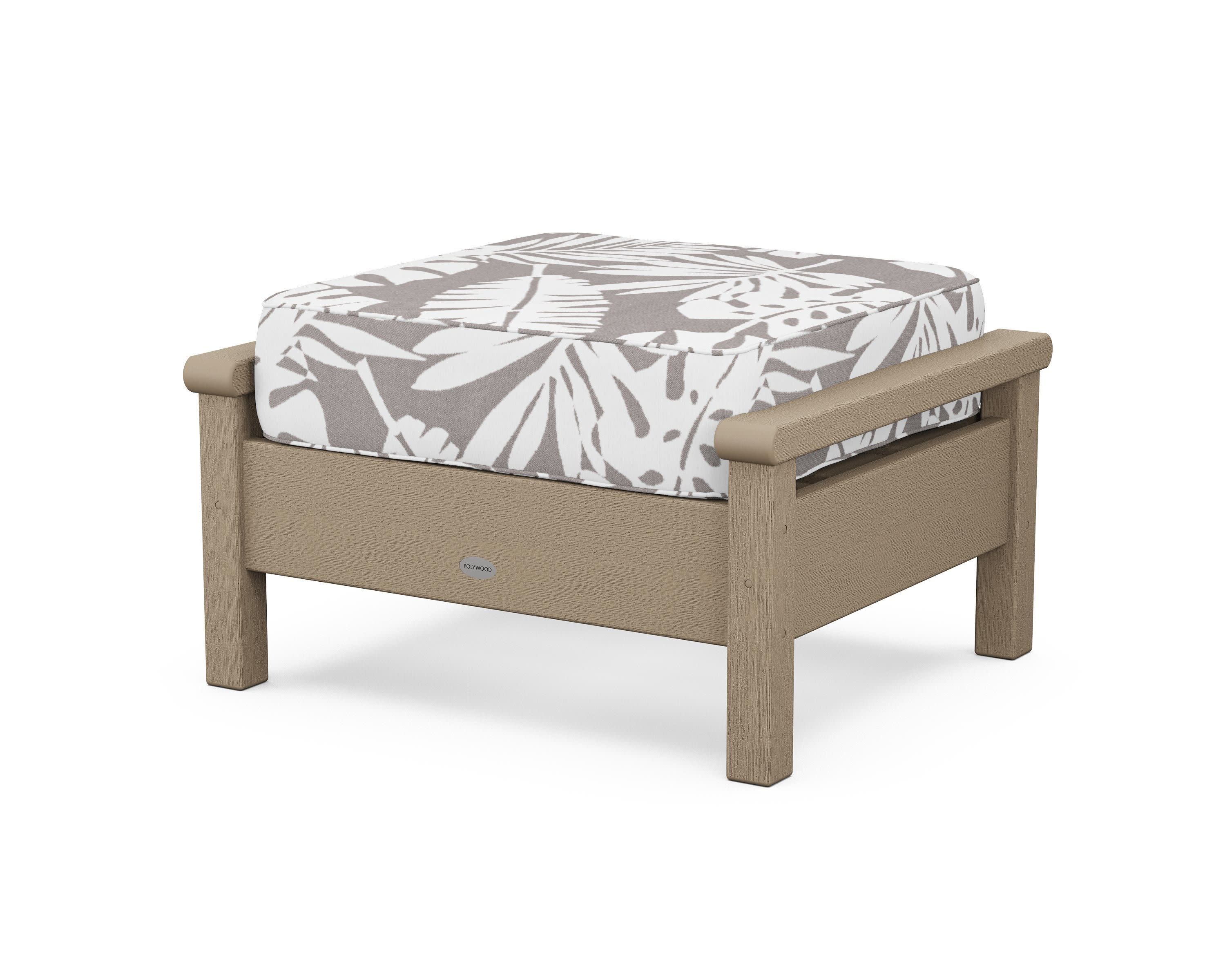 Harbour Deep Seating Ottoman in Vintage Sahara / Leaf Grey Mist