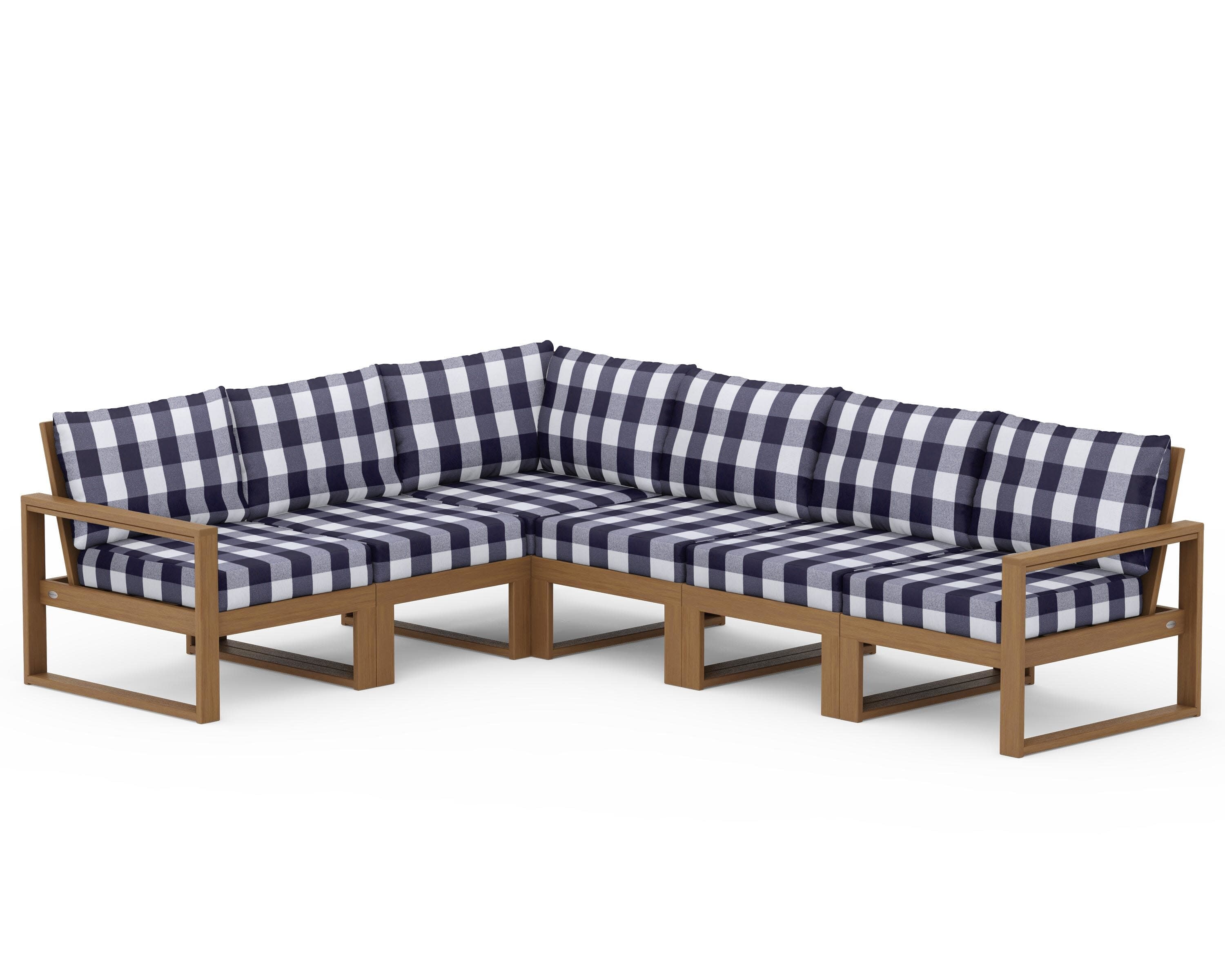EDGE 6-Piece Modular Deep Seating Set in Natural / Buffalo Plaid Navy