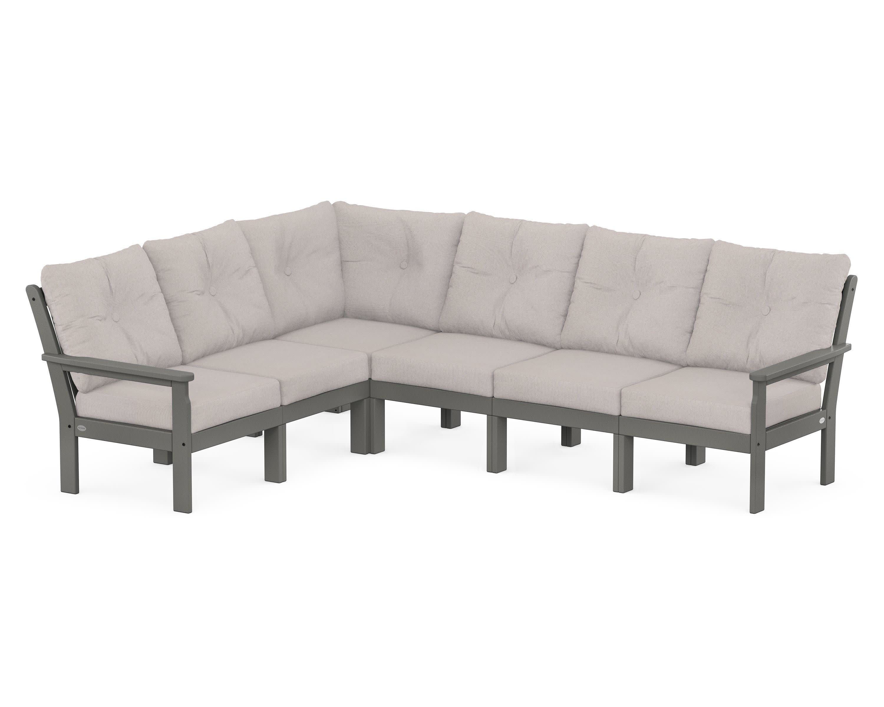 Vineyard 6-Piece Sectional in Slate Grey / Dune Burlap