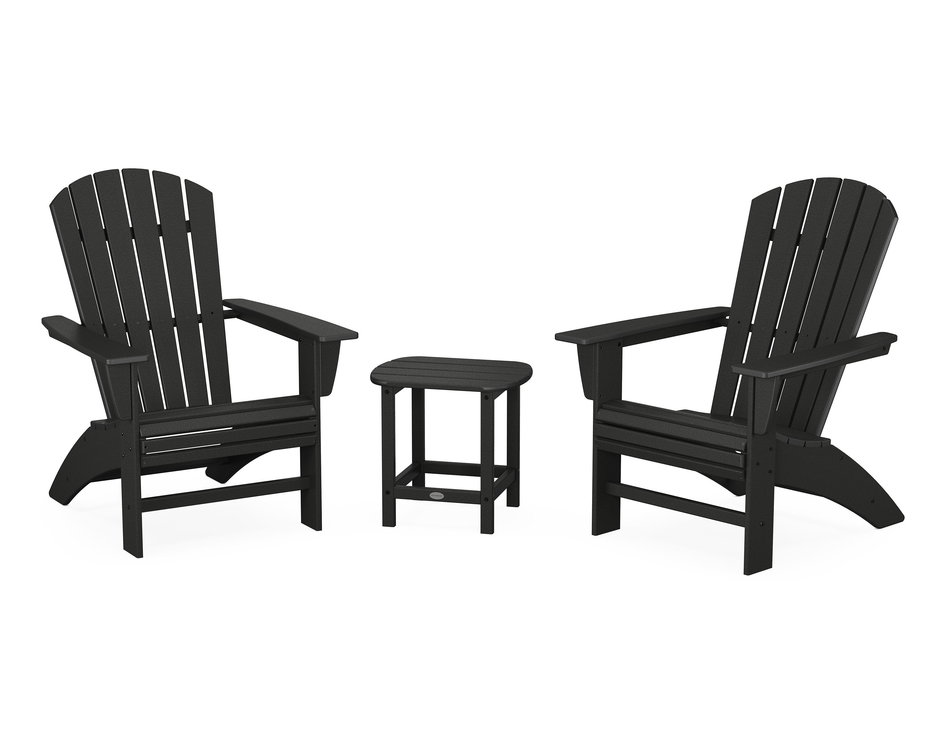 Nautical 3-Piece Curveback Adirondack Set in Black