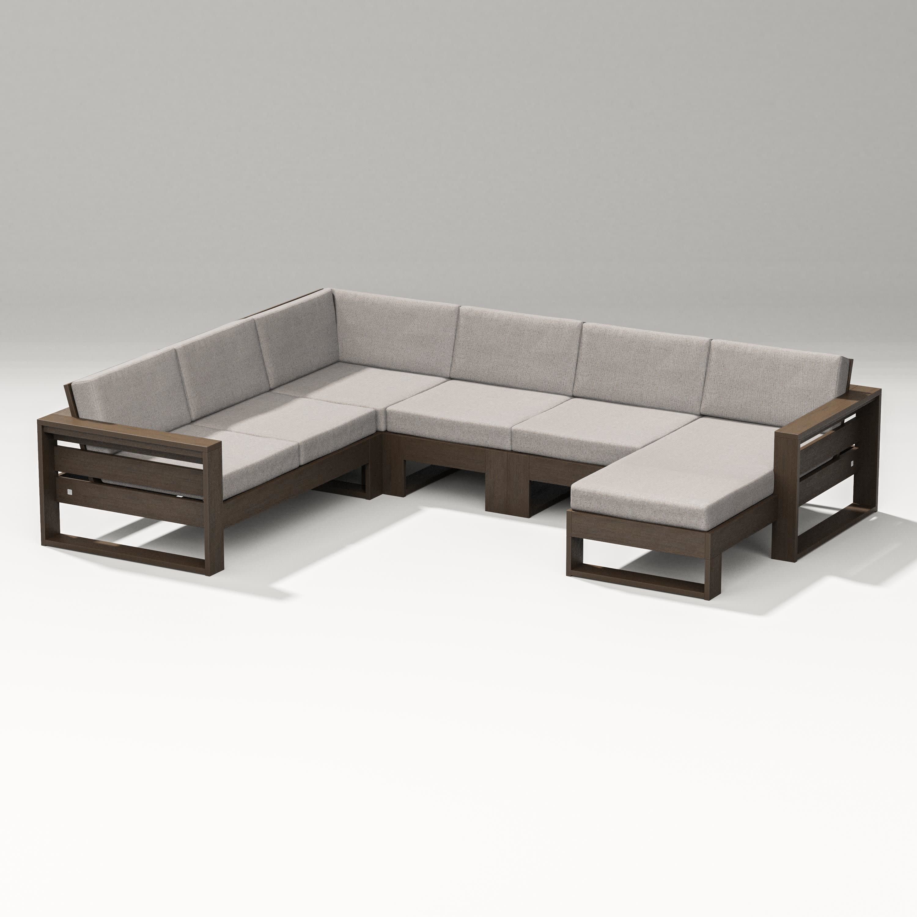 Latitude Corner Sectional with Right Chaise in Kona / Weathered Tweed