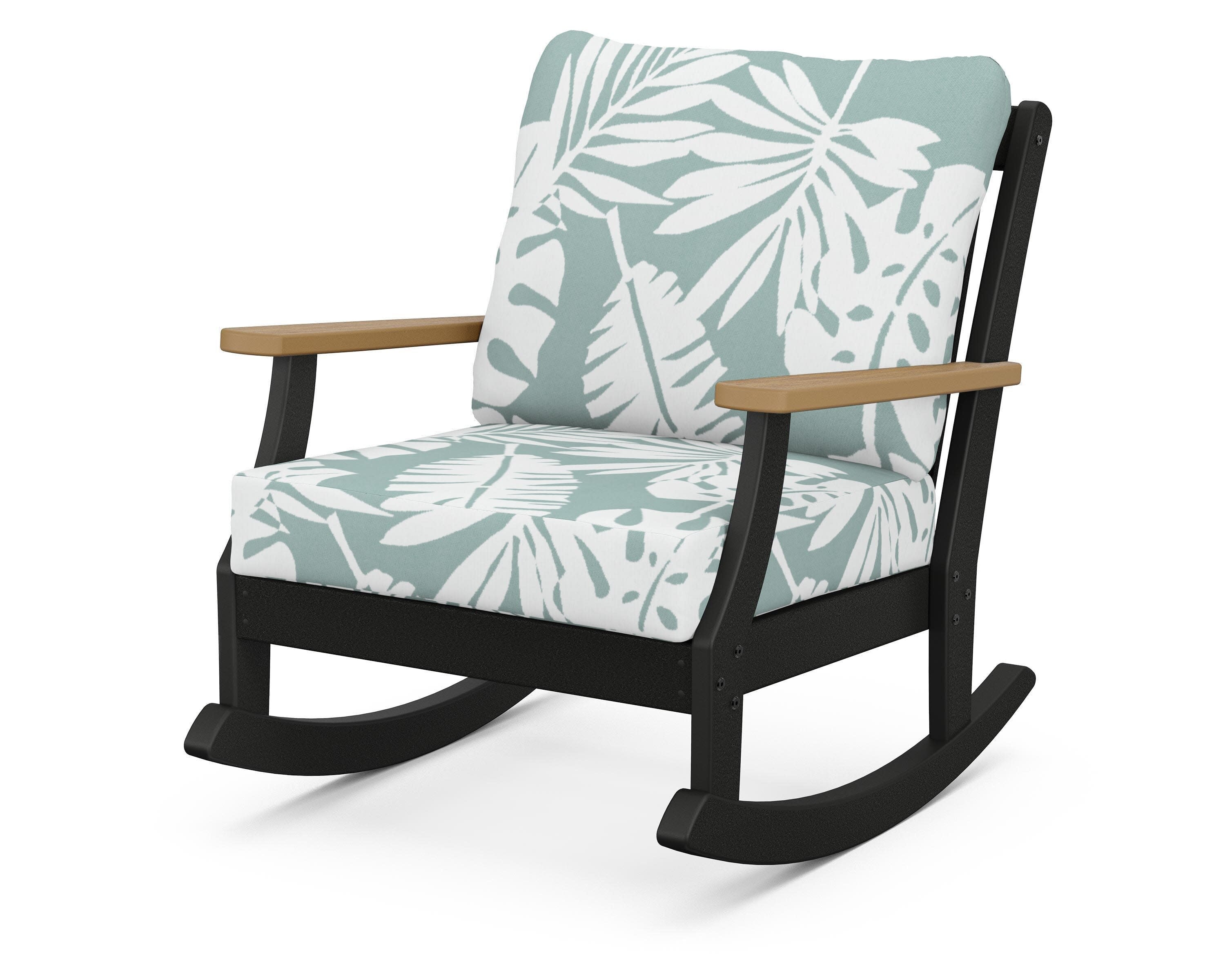 Braxton Deep Seating Rocking Chair in Black / Natural / Leaf Glacier Spa