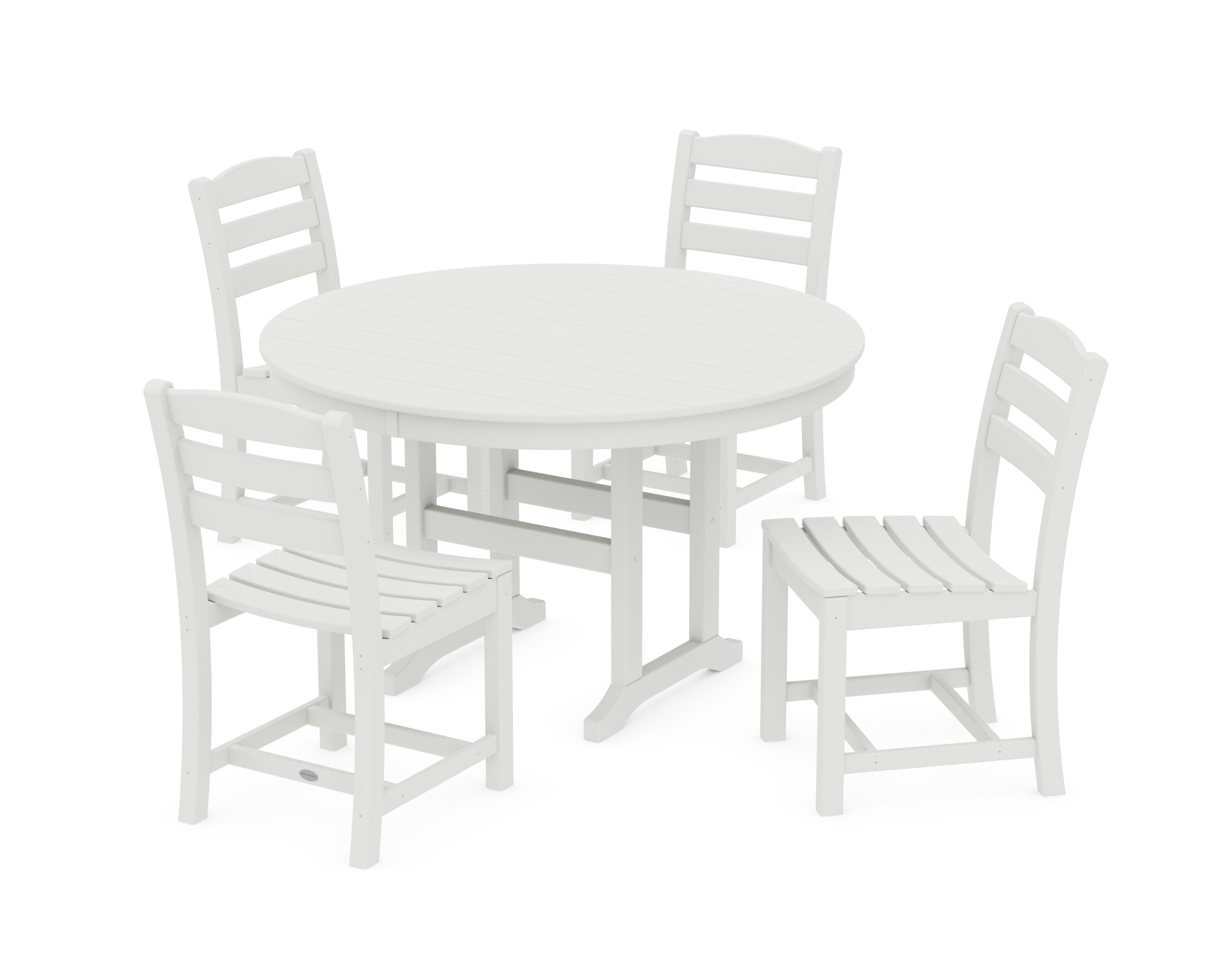 La Casa Caf Side Chair 5-Piece Round Farmhouse Dining Set in Vintage White