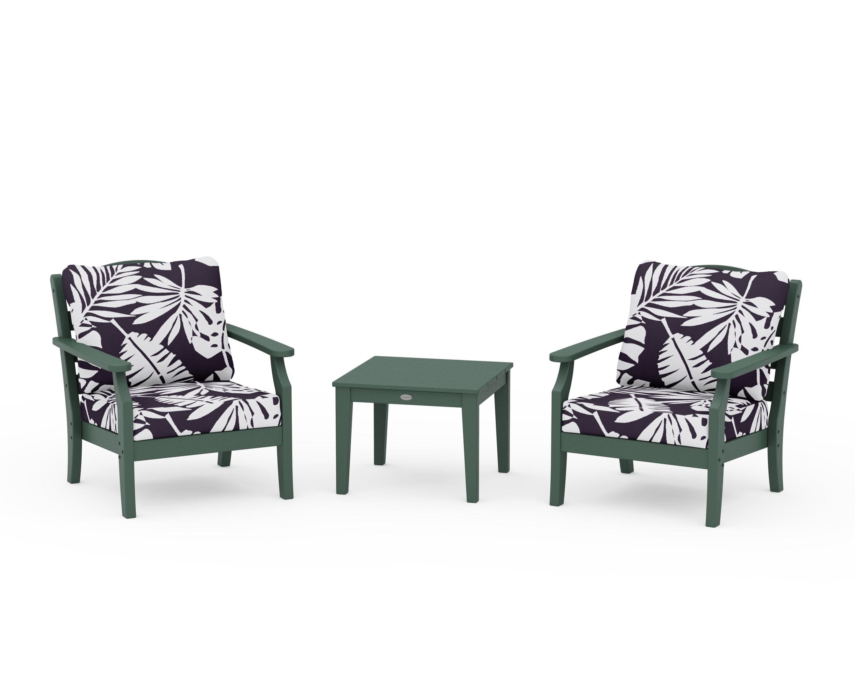 Savannah 3-Piece Deep Seating Set in Green / Leaf Navy